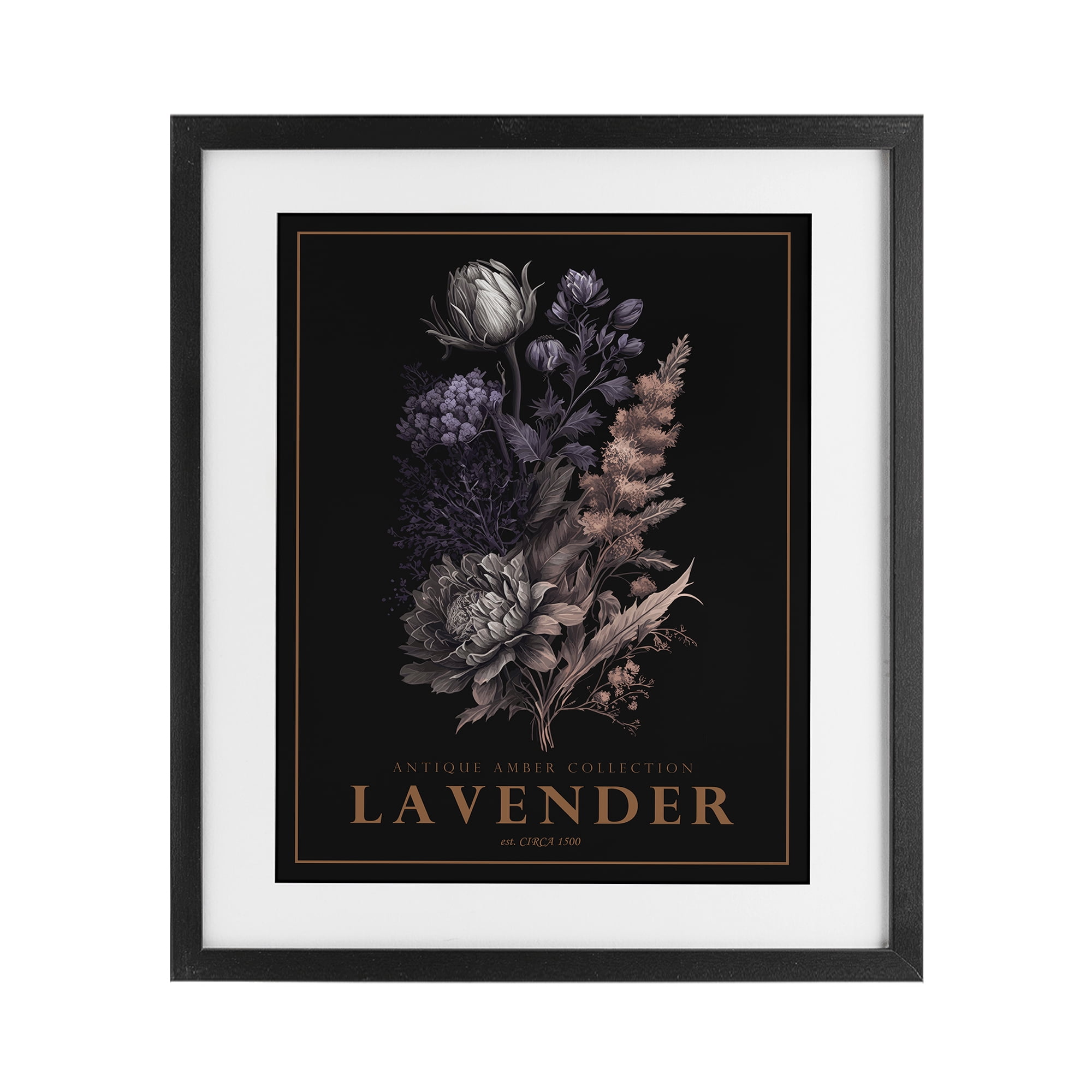 Stupell Industries Antique Lavender Bushel Black Framed Print Under Glass, design by Christopher Giampietro