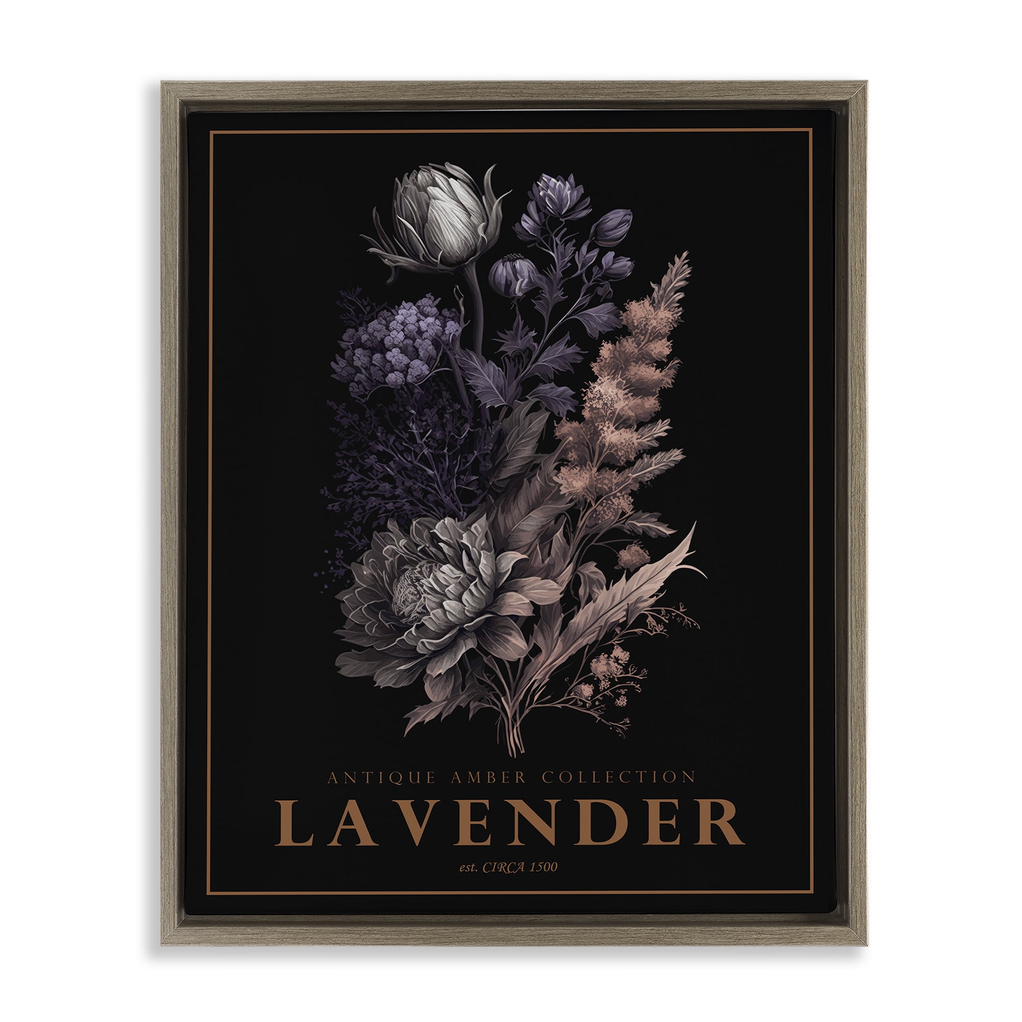 Stupell Industries Antique Lavender Bushel Brown Framed Floater Canvas Wall Art, design by Christopher Giampietro