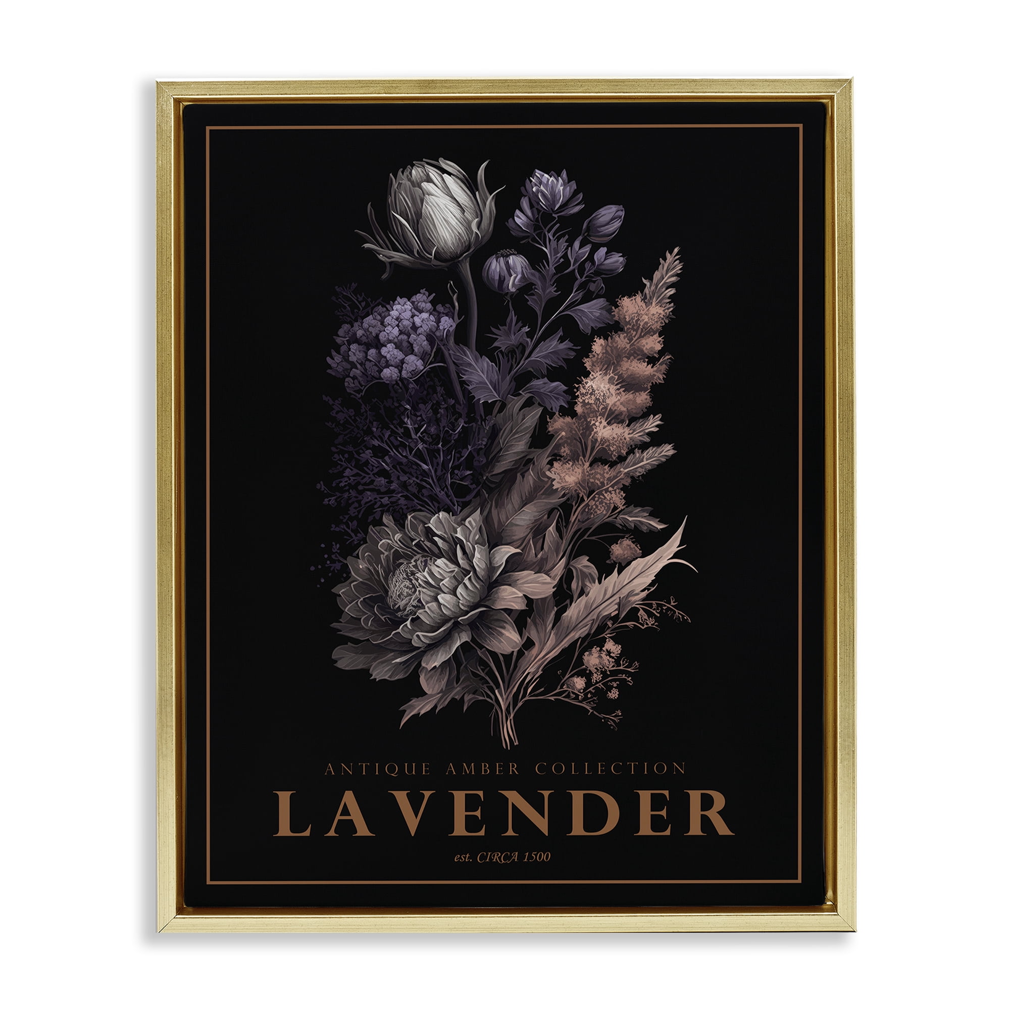 Stupell Industries Antique Lavender Bushel Gold Framed Floater Canvas Wall Art, design by Christopher Giampietro