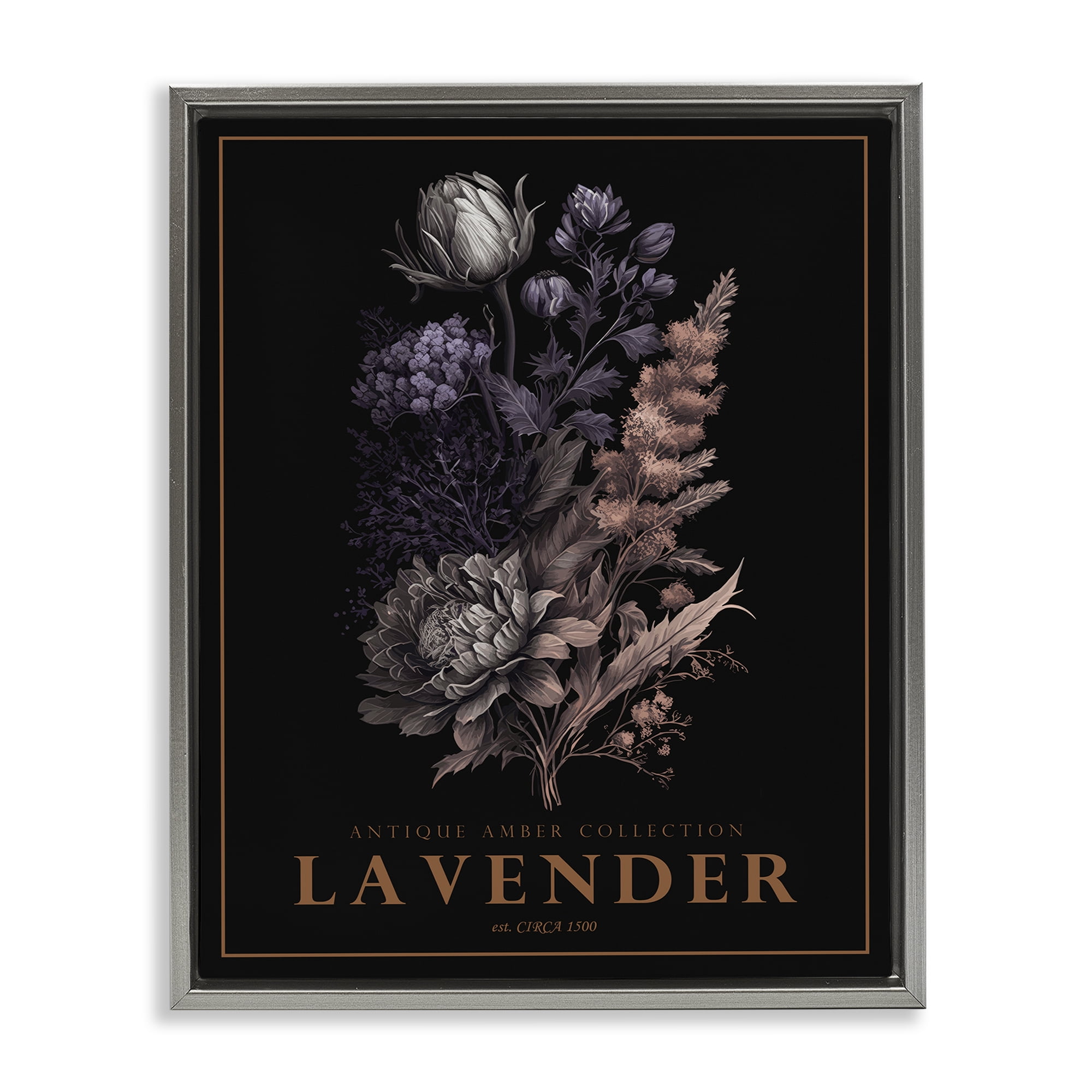 Stupell Industries Antique Lavender Bushel Gray Framed Floater Canvas Wall Art, design by Christopher Giampietro