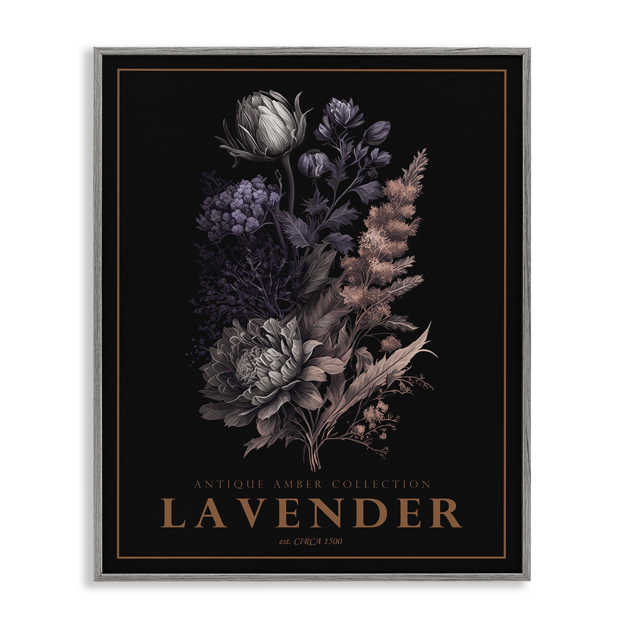 Stupell Industries Antique Lavender Bushel Gray Framed Giclee Art, design by Christopher Giampietro