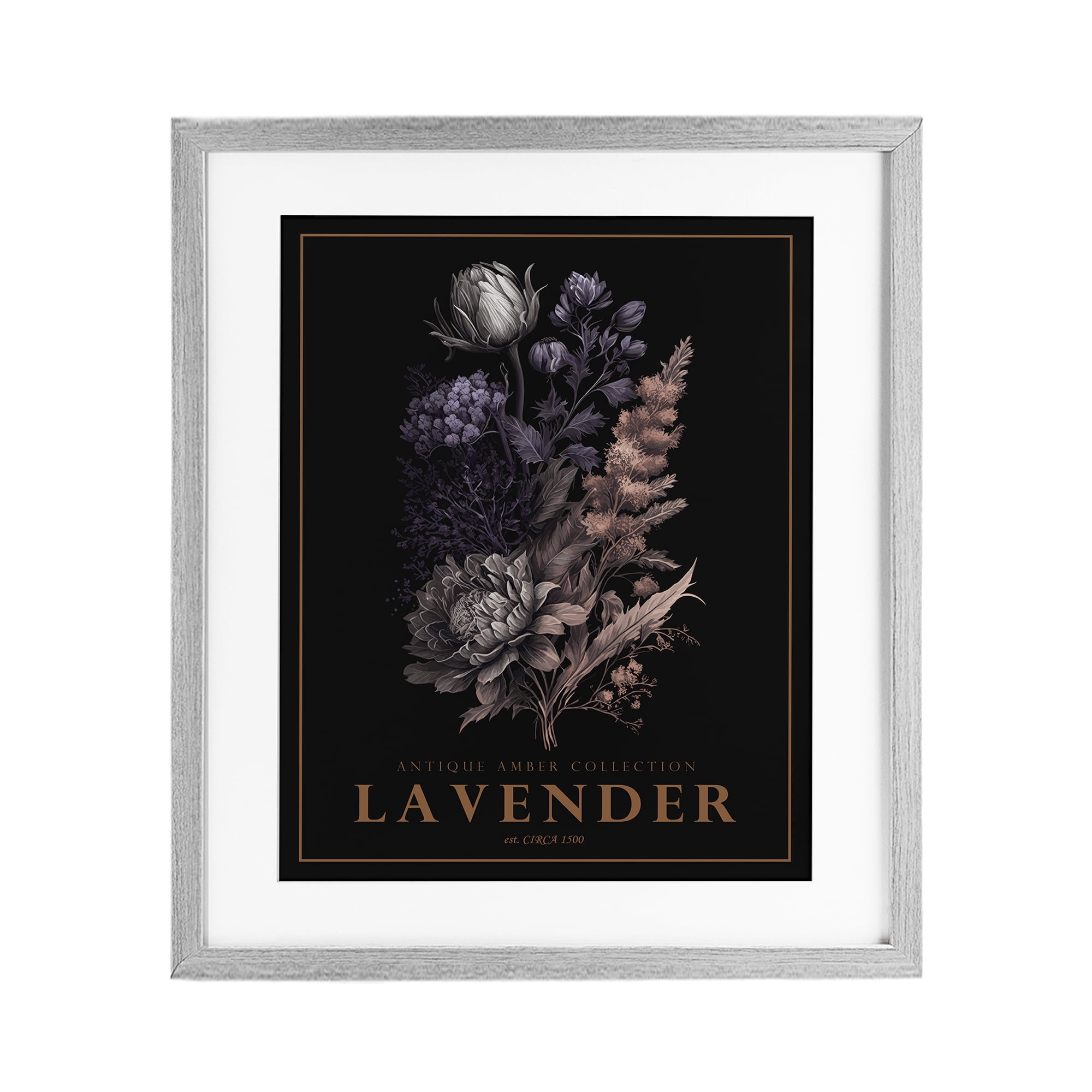 Stupell Industries Antique Lavender Bushel Gray Framed Print Under Glass, design by Christopher Giampietro