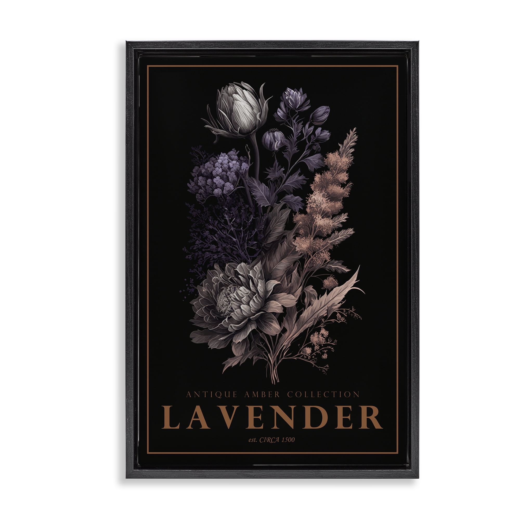 Stupell Industries Antique Lavender Light Black Framed Floater Canvas Wall Art, design by Chris Giampietro