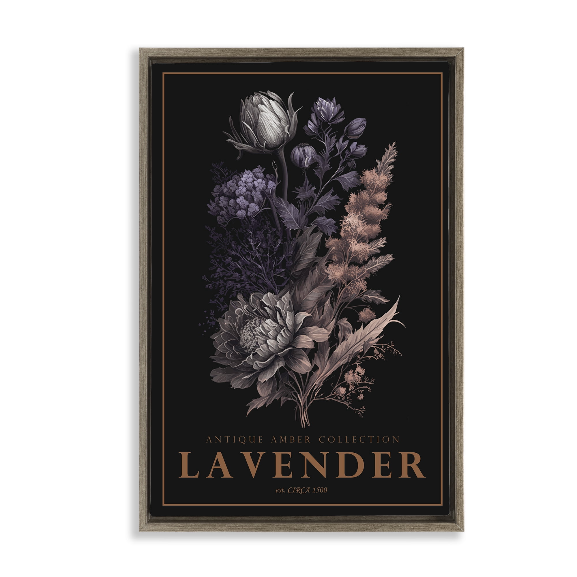 Stupell Industries Antique Lavender Light Brown Framed Floater Canvas Wall Art, design by Chris Giampietro
