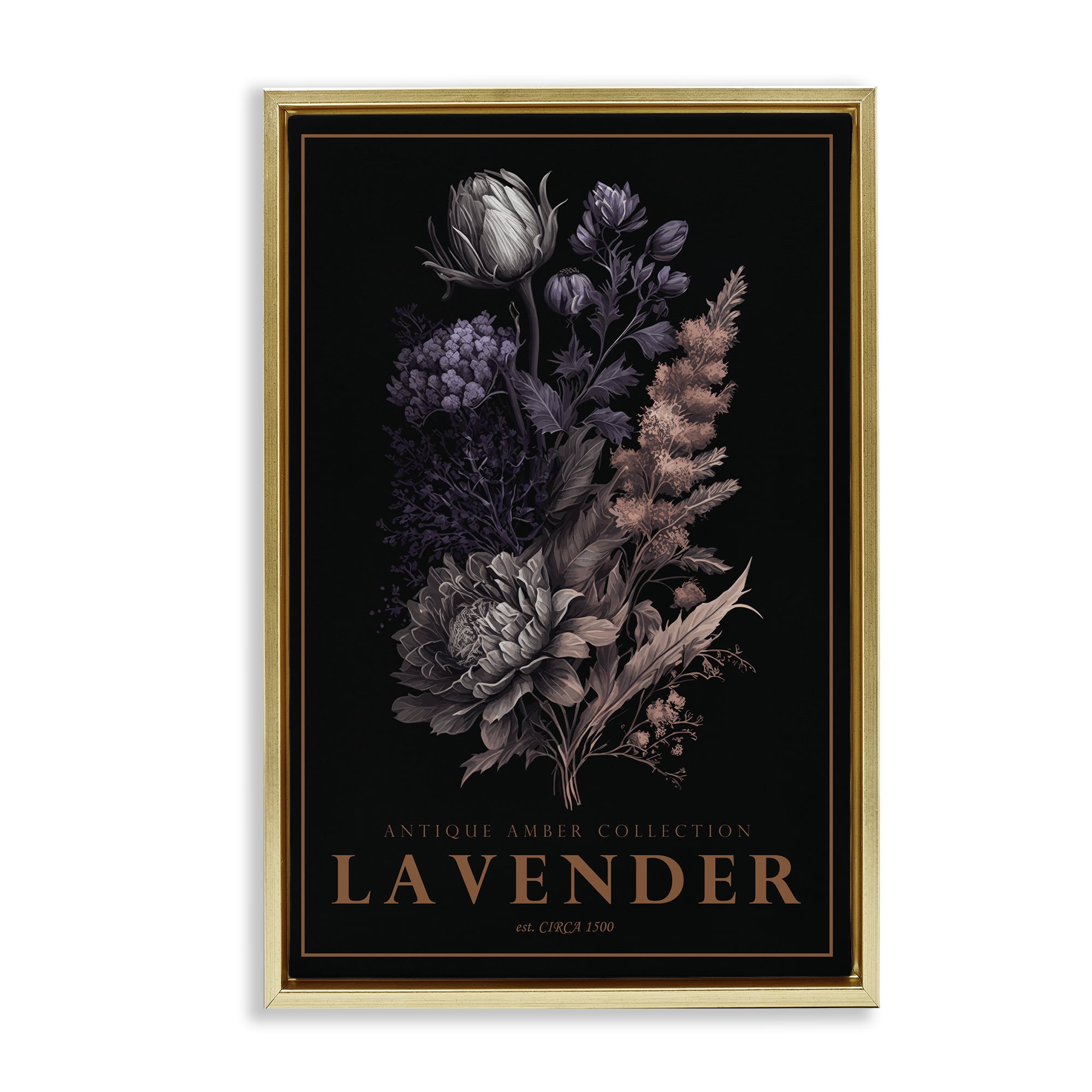 Stupell Industries Antique Lavender Light Gold Framed Floater Canvas Wall Art, design by Chris Giampietro