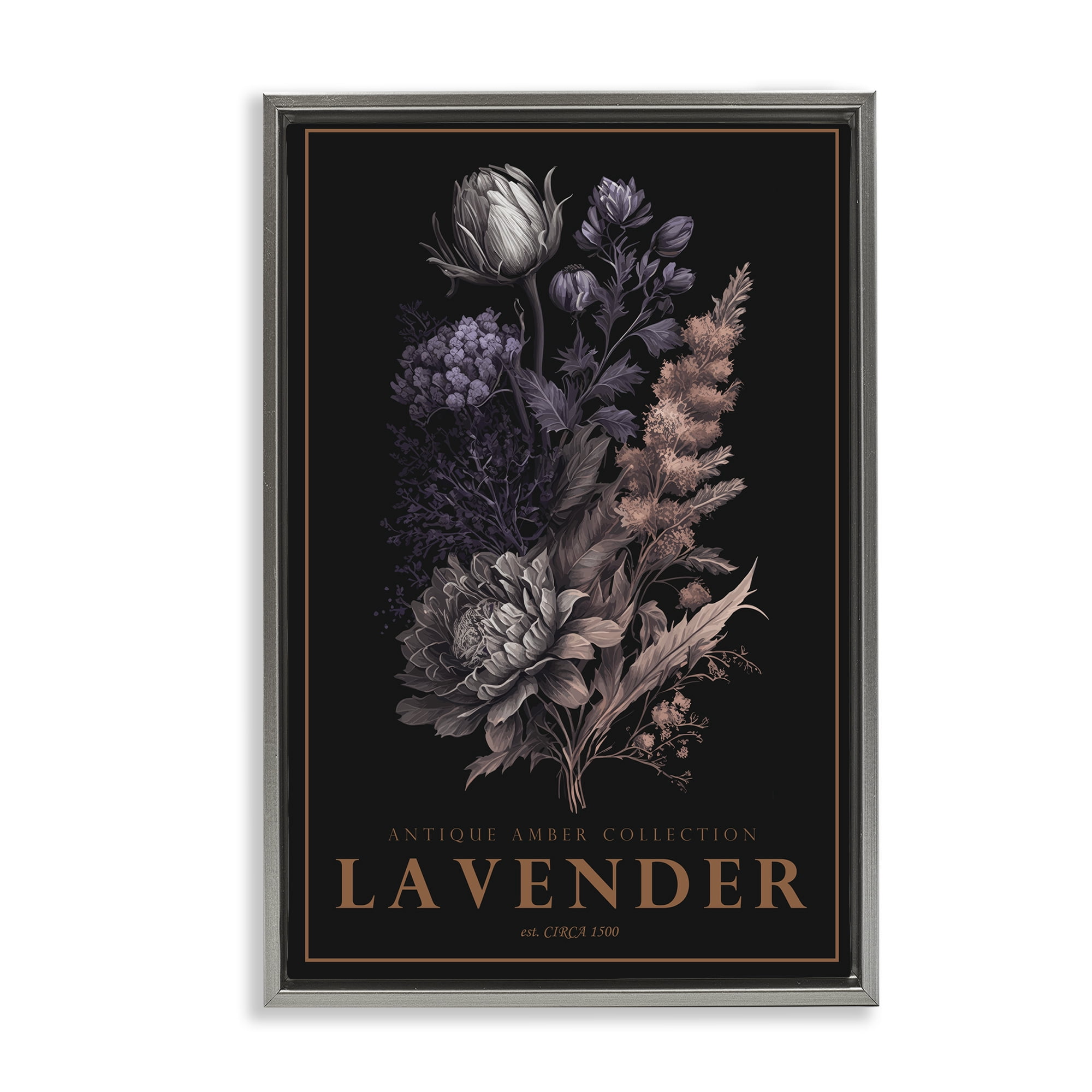 Stupell Industries Antique Lavender Light Gray Framed Floater Canvas Wall Art, design by Chris Giampietro