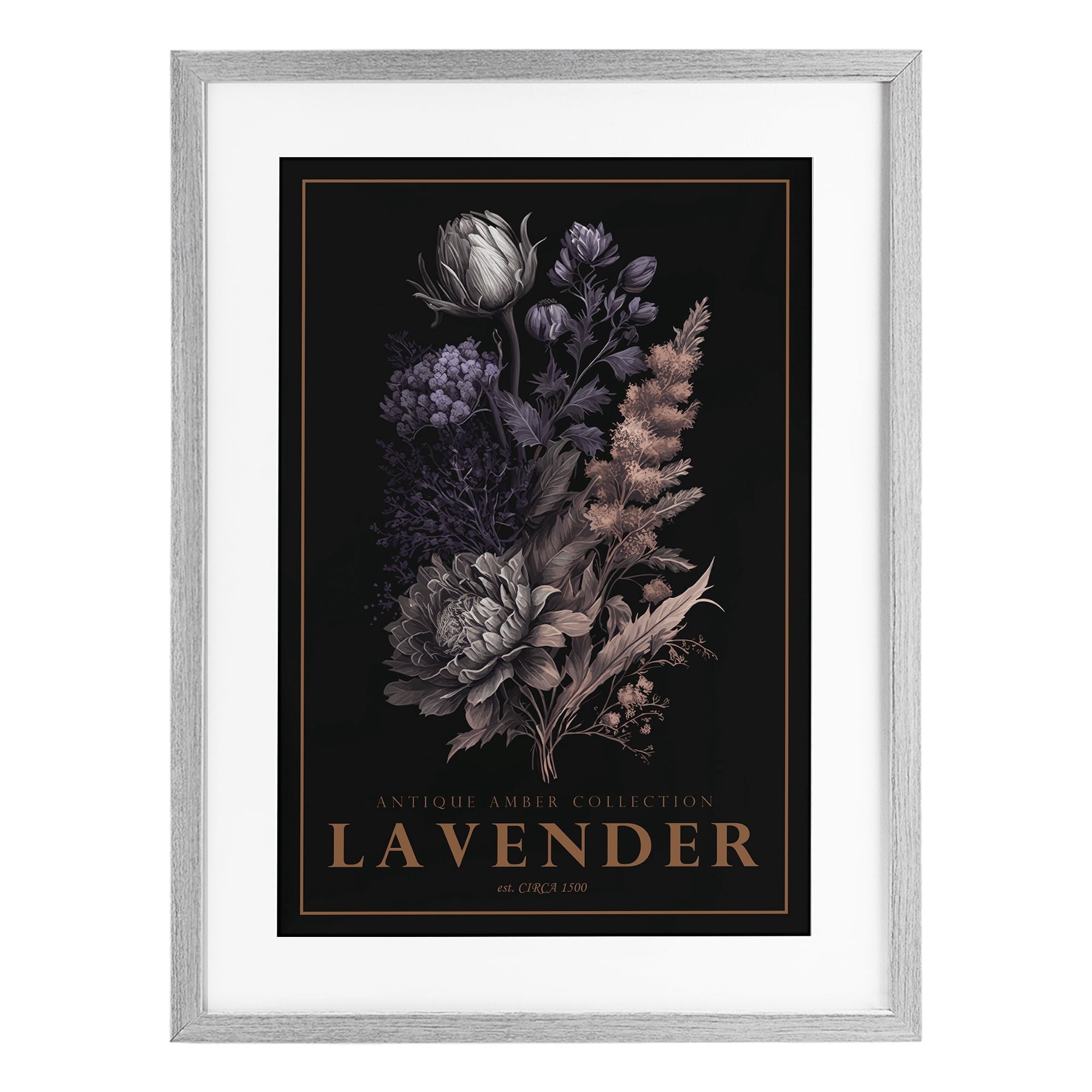 Stupell Industries Antique Lavender Light Gray Framed Print Under Glass, design by Chris Giampietro