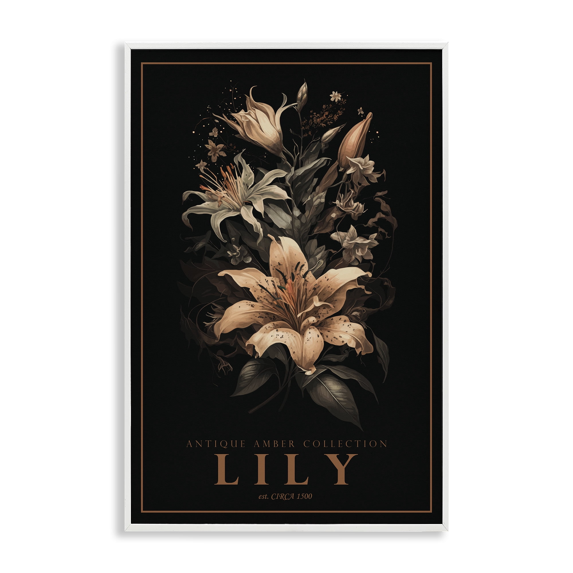 Stupell Industries Antique Lily Light White Framed Giclee Art, design by Chris Giampietro