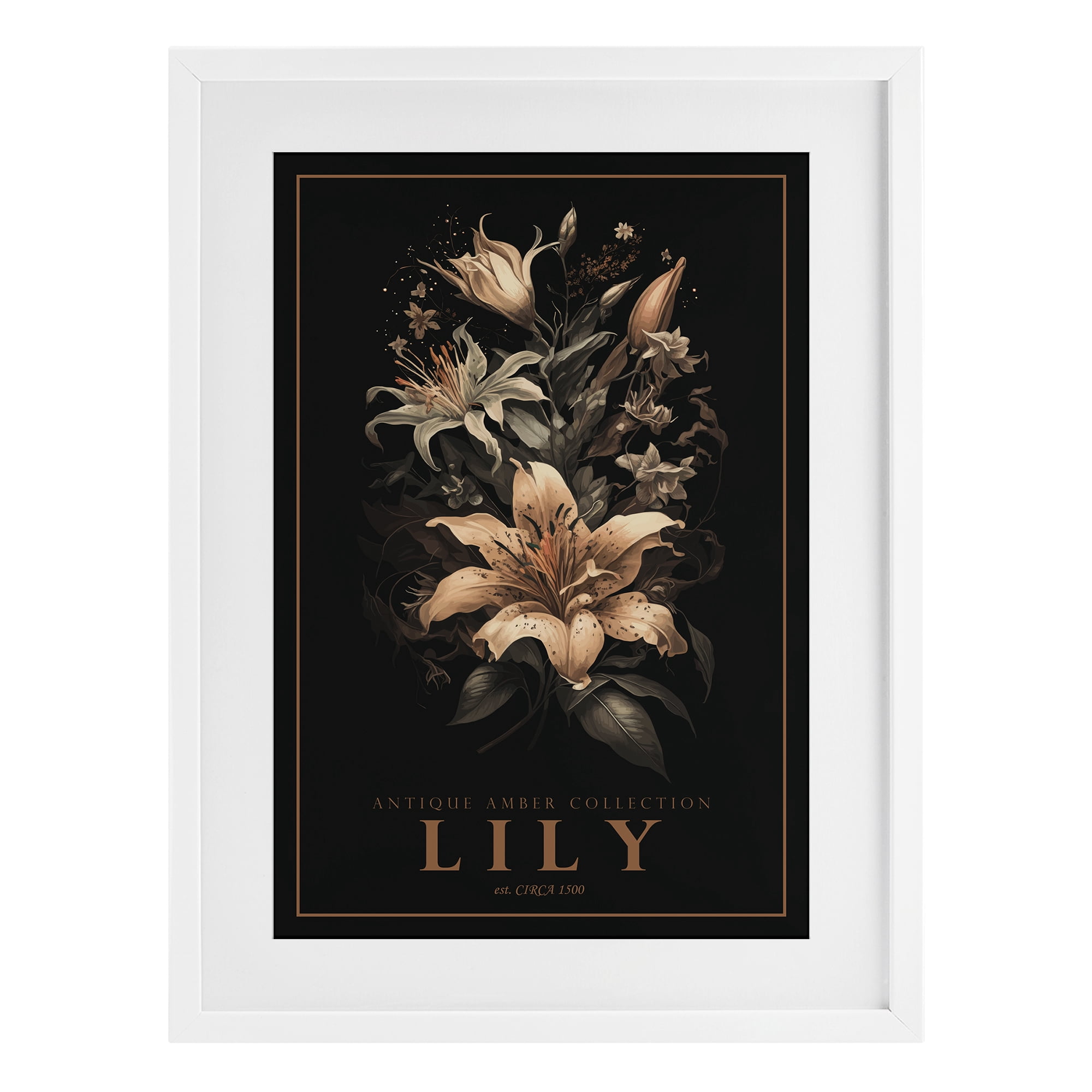 Stupell Industries Antique Lily Light White Framed Print Under Glass, design by Chris Giampietro