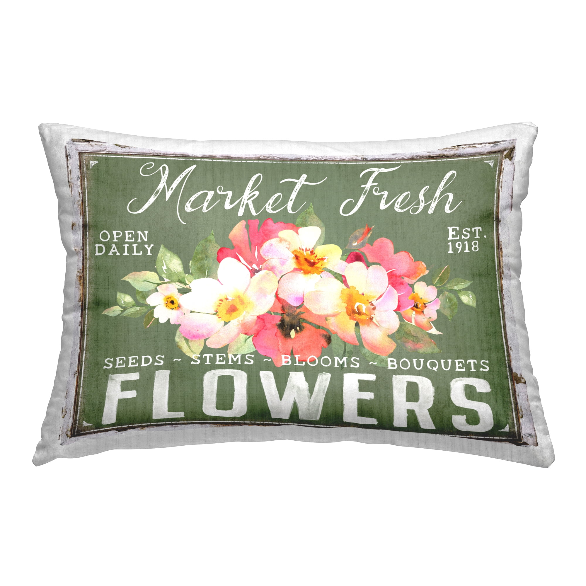 Stupell Industries Antique Market Fresh Flowers Decorative Printed Throw Pillow Design by Creatif Belle.
