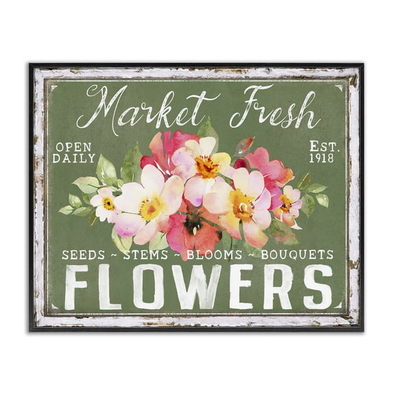 Antique Market Fresh Flowers Black Framed Giclee Art, 14 x 11, Made In USA