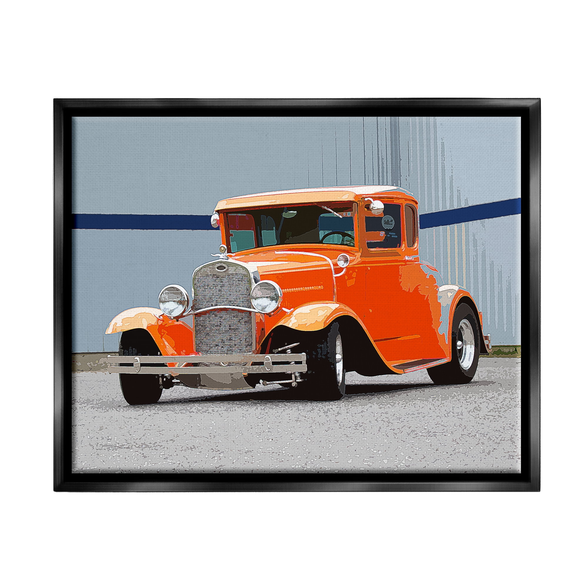 Stupell Industries Antique Orange Buggy Transportation Painting Black Floater Framed Canvas Art Print Wall Art, 31 x 25