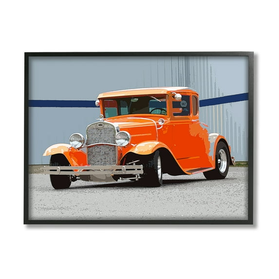 Stupell Industries Antique Orange Buggy Transportation Painting Black Framed Art Print Wall Art, 20 x 16