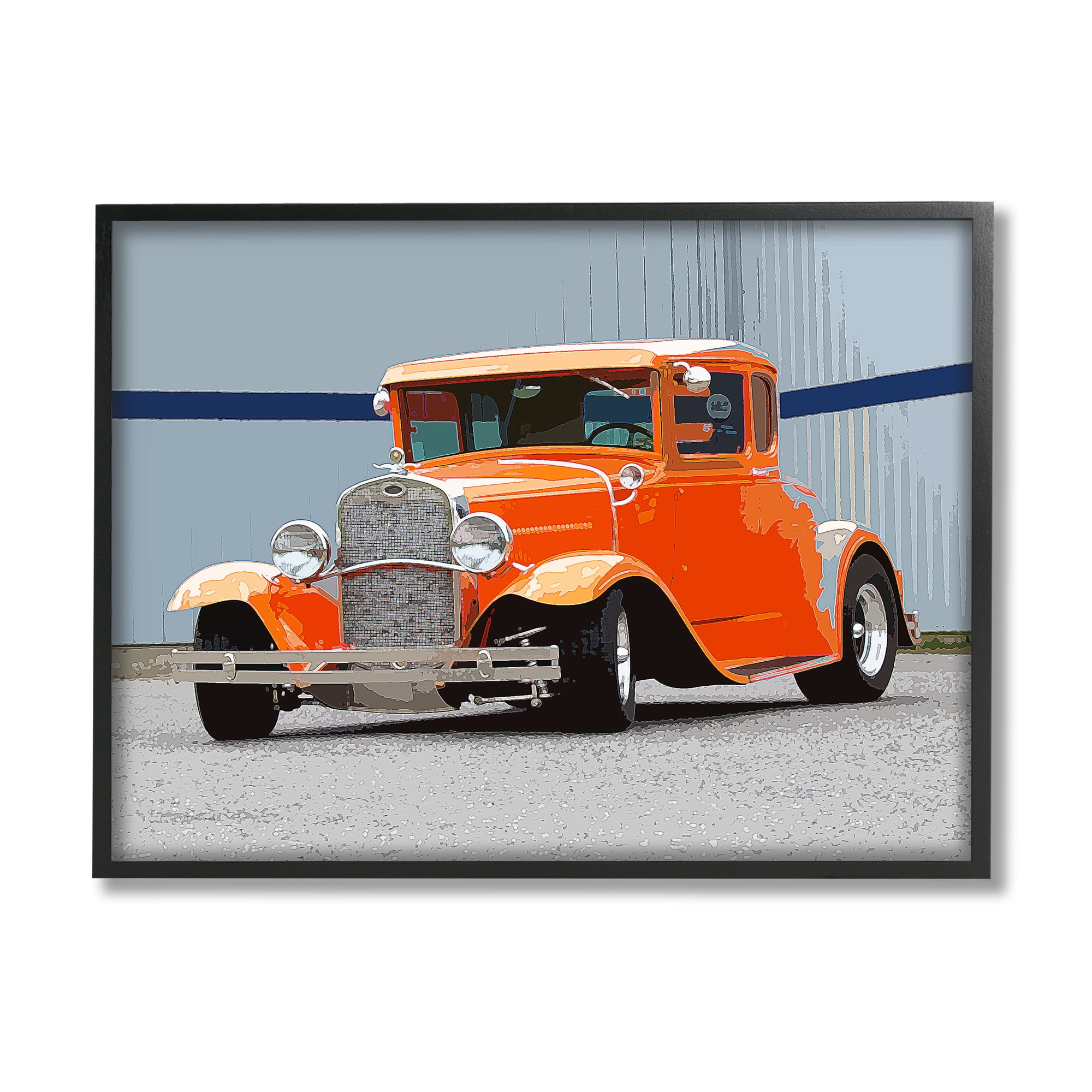 Stupell Industries Antique Orange Buggy Transportation Painting Black Framed Art Print Wall Art, 30 x 24