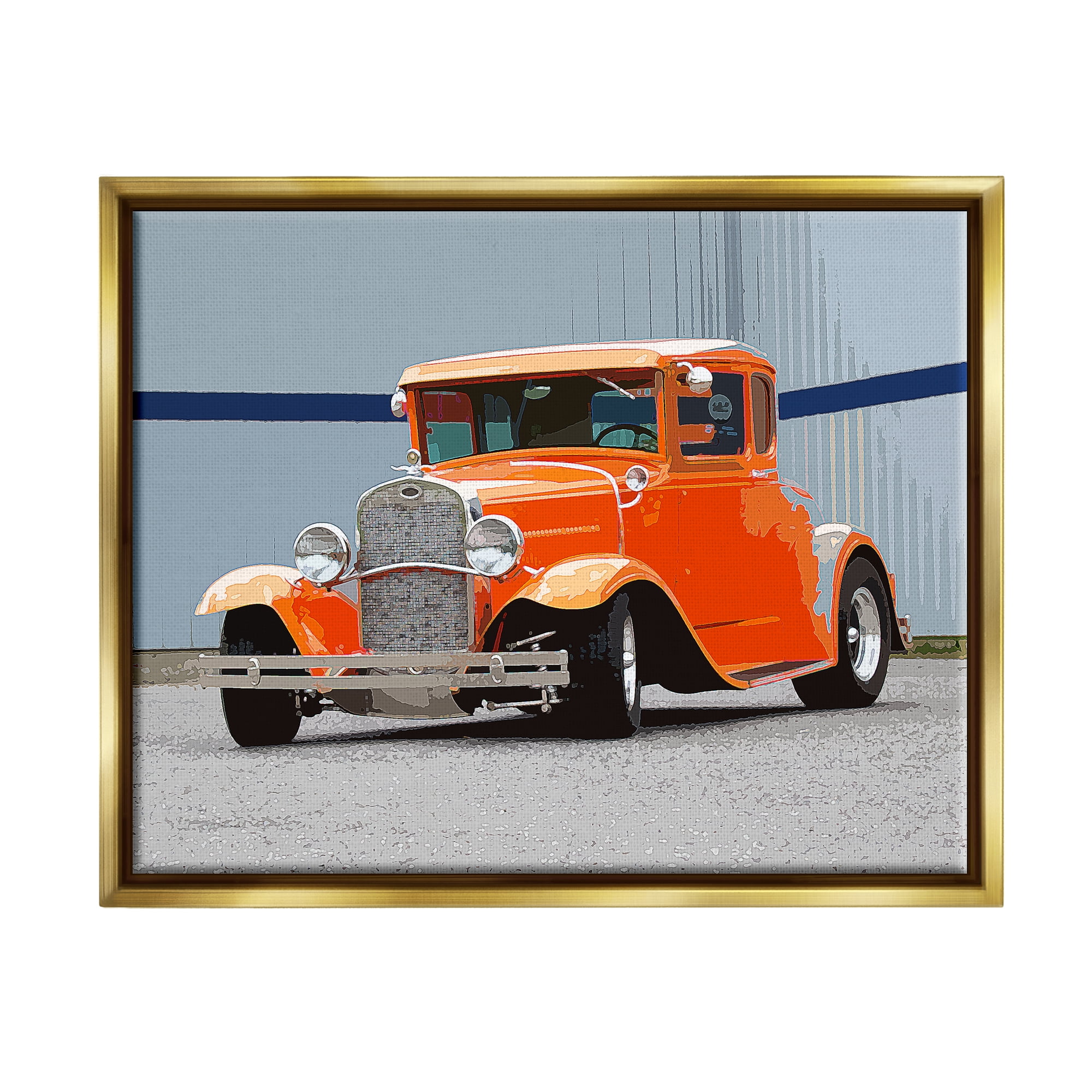 Stupell Industries Antique Orange Buggy Transportation Painting Gold Floater Framed Canvas Art Print Wall Art, 31 x 25