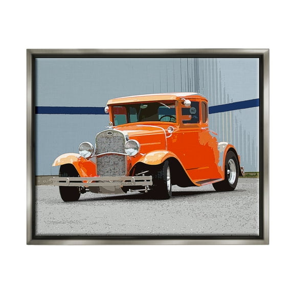 Stupell Industries Antique Orange Buggy Transportation Painting Gray Floater Framed Canvas Art Print Wall Art, 21 x 17