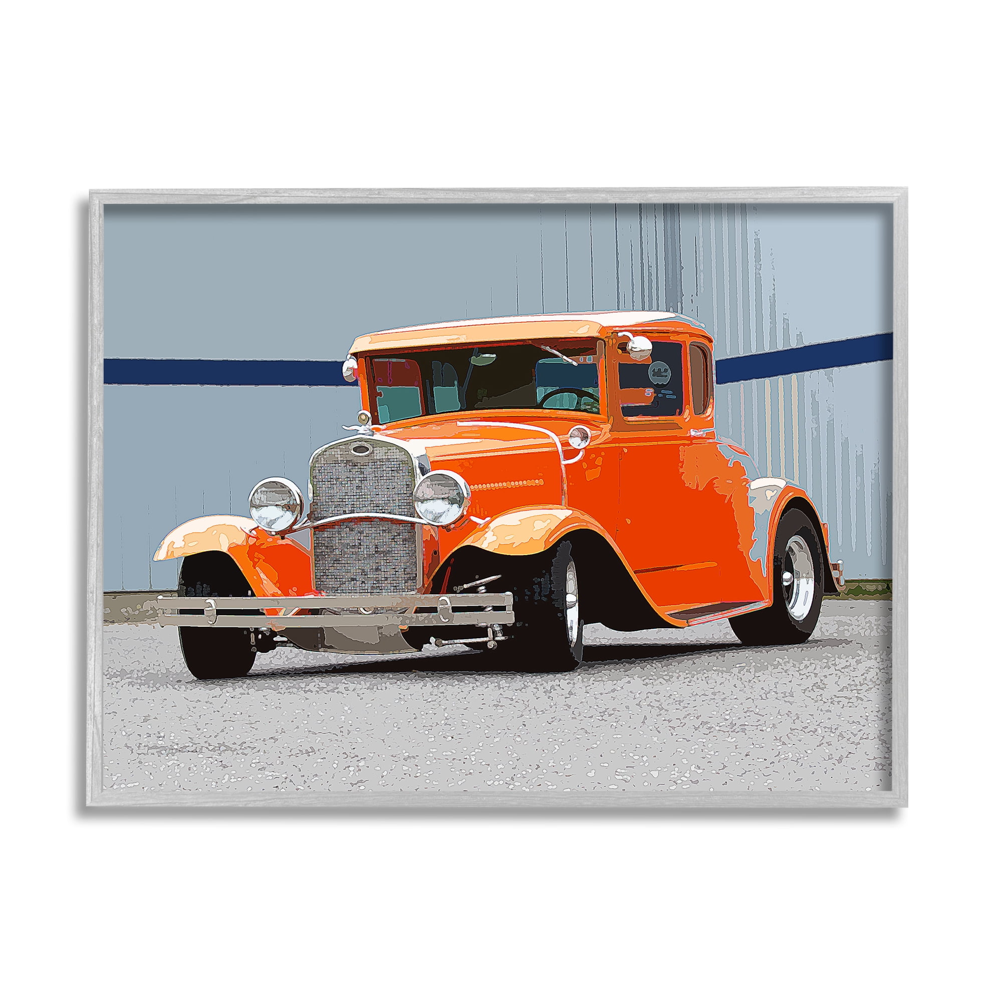 Stupell Industries Antique Orange Buggy Transportation Painting Gray Framed Art Print Wall Art, 14 x 11