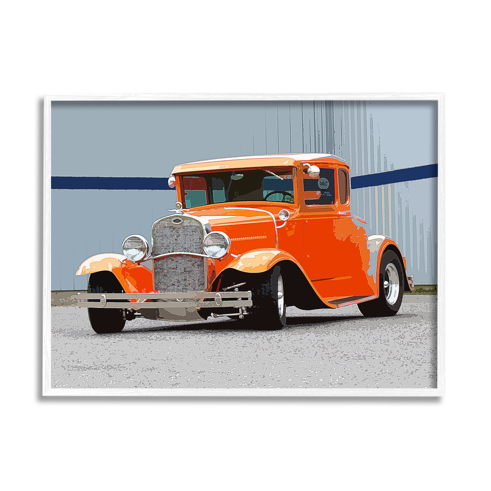 Stupell Industries Antique Orange Buggy Transportation Painting White Framed Art Print Wall Art, 30 x 24