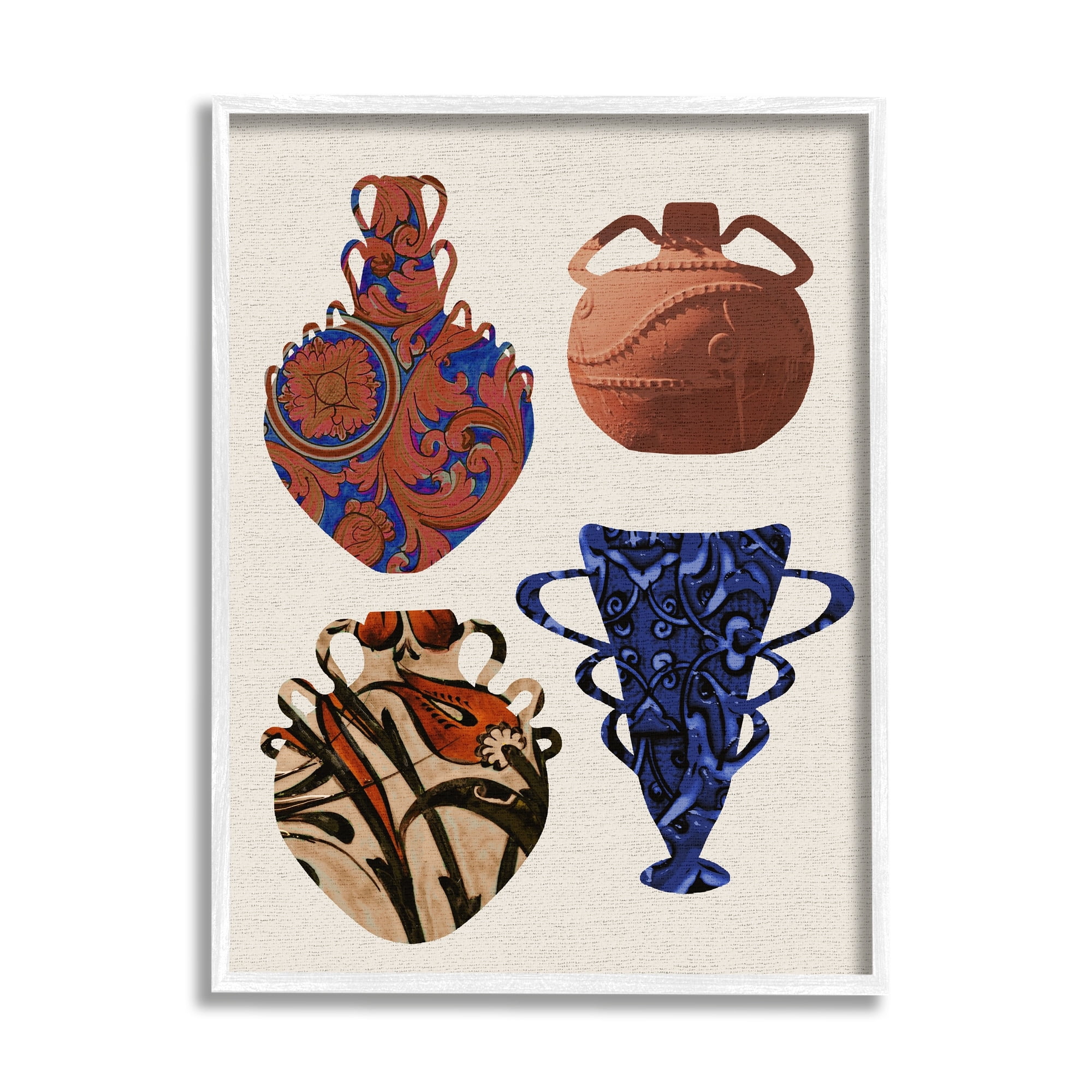 Stupell Industries Antique Pottery Arrangement Diverse Bold Abstract Patterns, 16 x 20,Design by Daphne Polselli