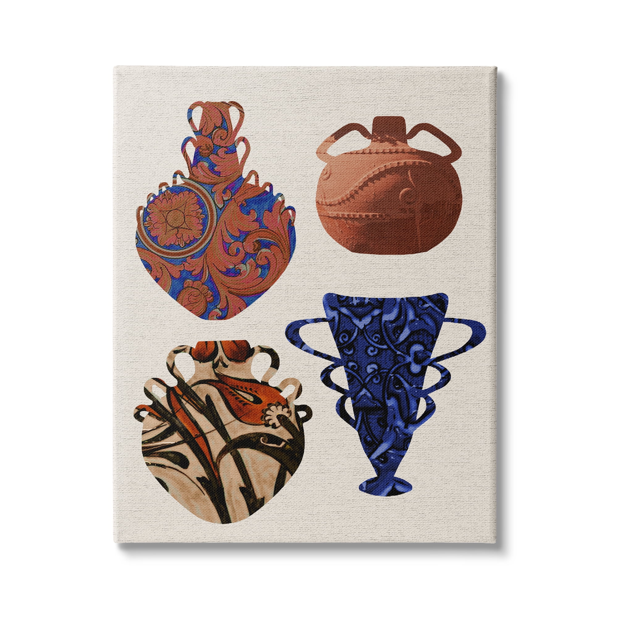 Stupell Industries Antique Pottery Arrangement Diverse Bold Abstract Patterns, 16 x 20,Design by Daphne Polselli