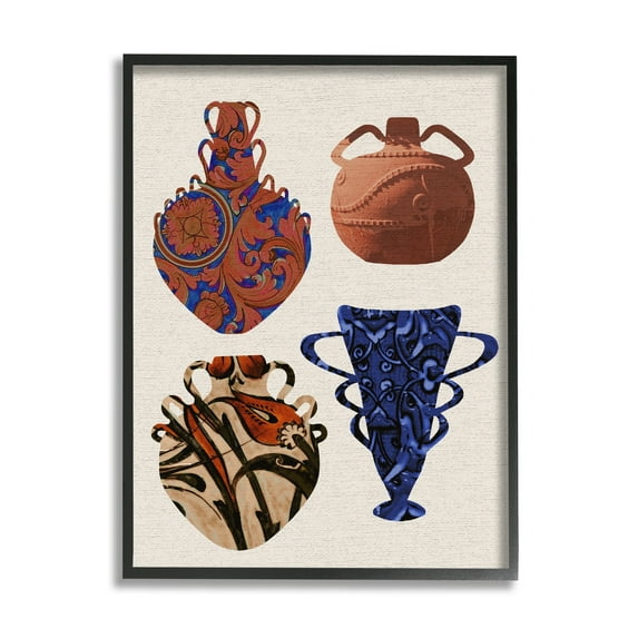 Stupell Industries Antique Pottery Arrangement Diverse Bold Abstract Patterns, 24 x 30,Design by Daphne Polselli
