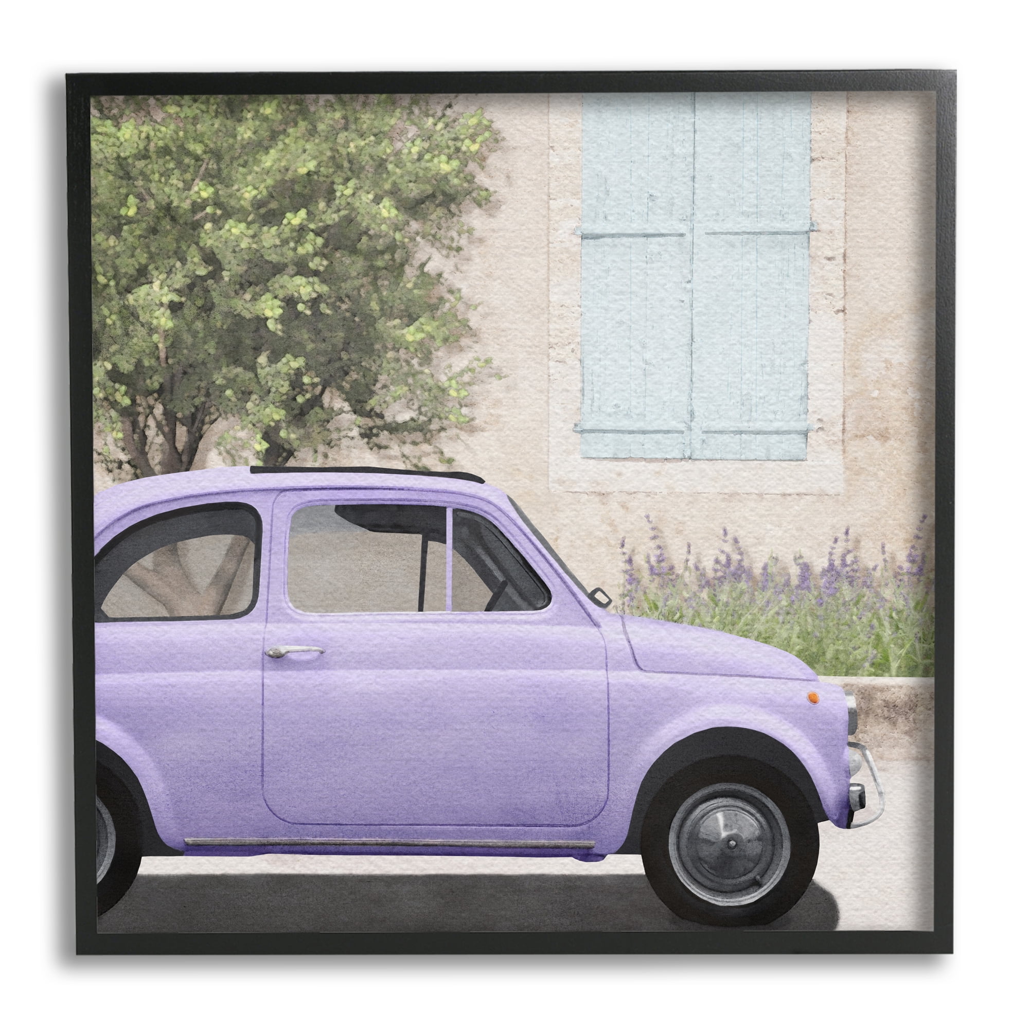 Stupell Industries Antique Purple Buggy Transportation Painting Black Framed Art Print Wall Art, 24 x 24