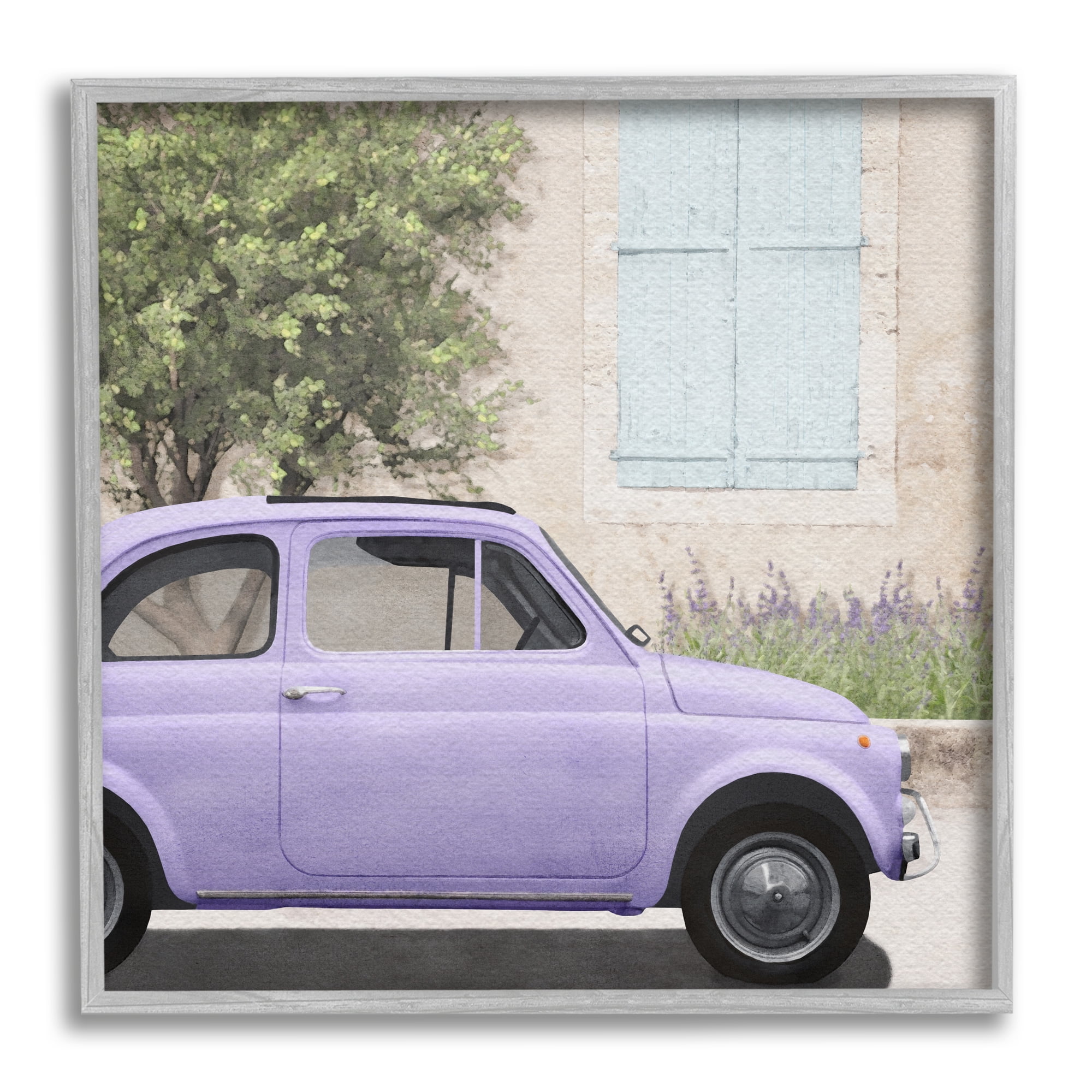 Stupell Industries Antique Purple Buggy Transportation Painting Gray Framed Art Print Wall Art, 12 x 12