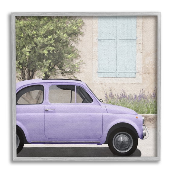 Stupell Industries Antique Purple Buggy Transportation Painting Gray Framed Art Print Wall Art, 17 x 17