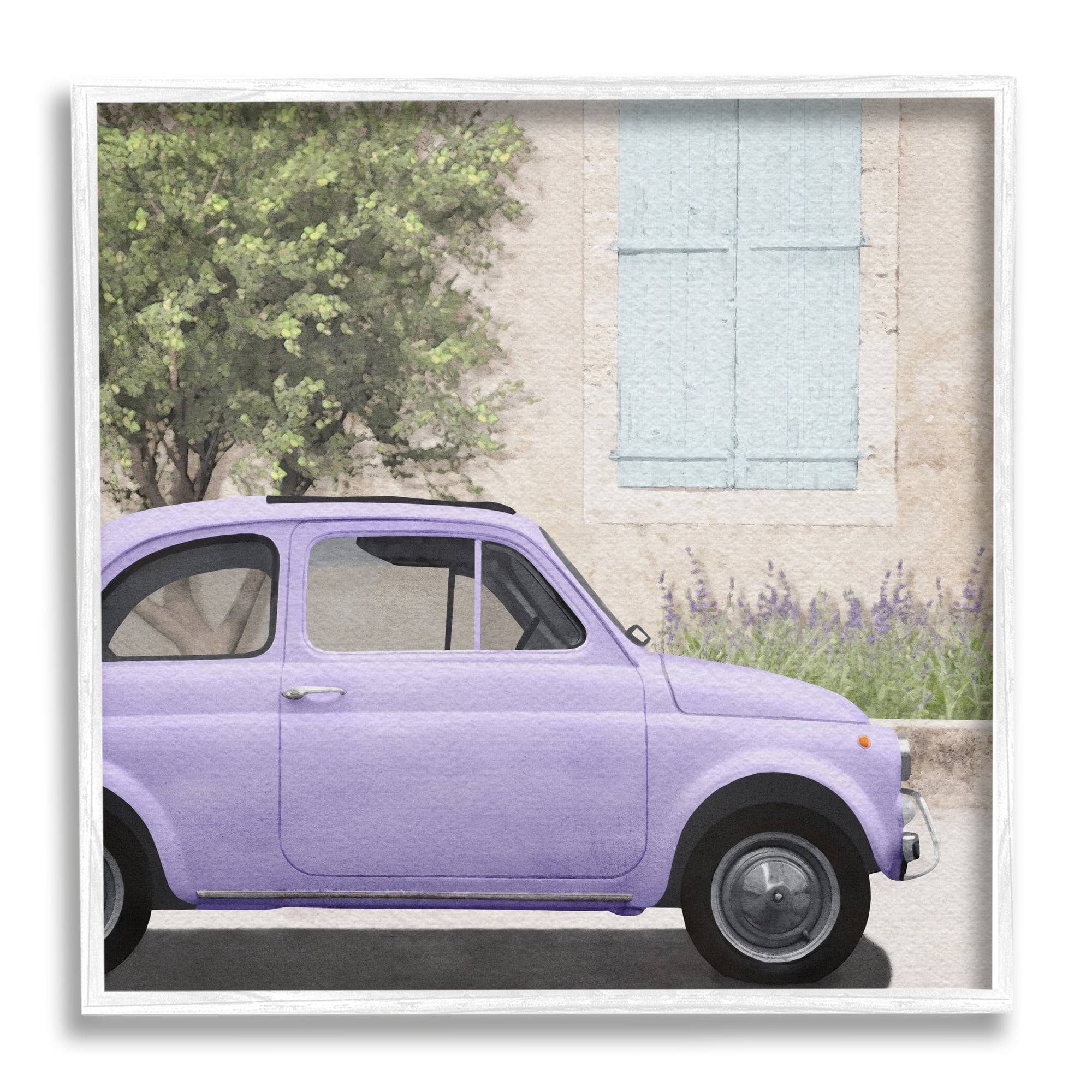 Stupell Industries Antique Purple Buggy Transportation Painting White Framed Art Print Wall Art, 12 x 12