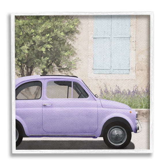 Stupell Industries Antique Purple Buggy Transportation Painting White Framed Art Print Wall Art, 12 x 12