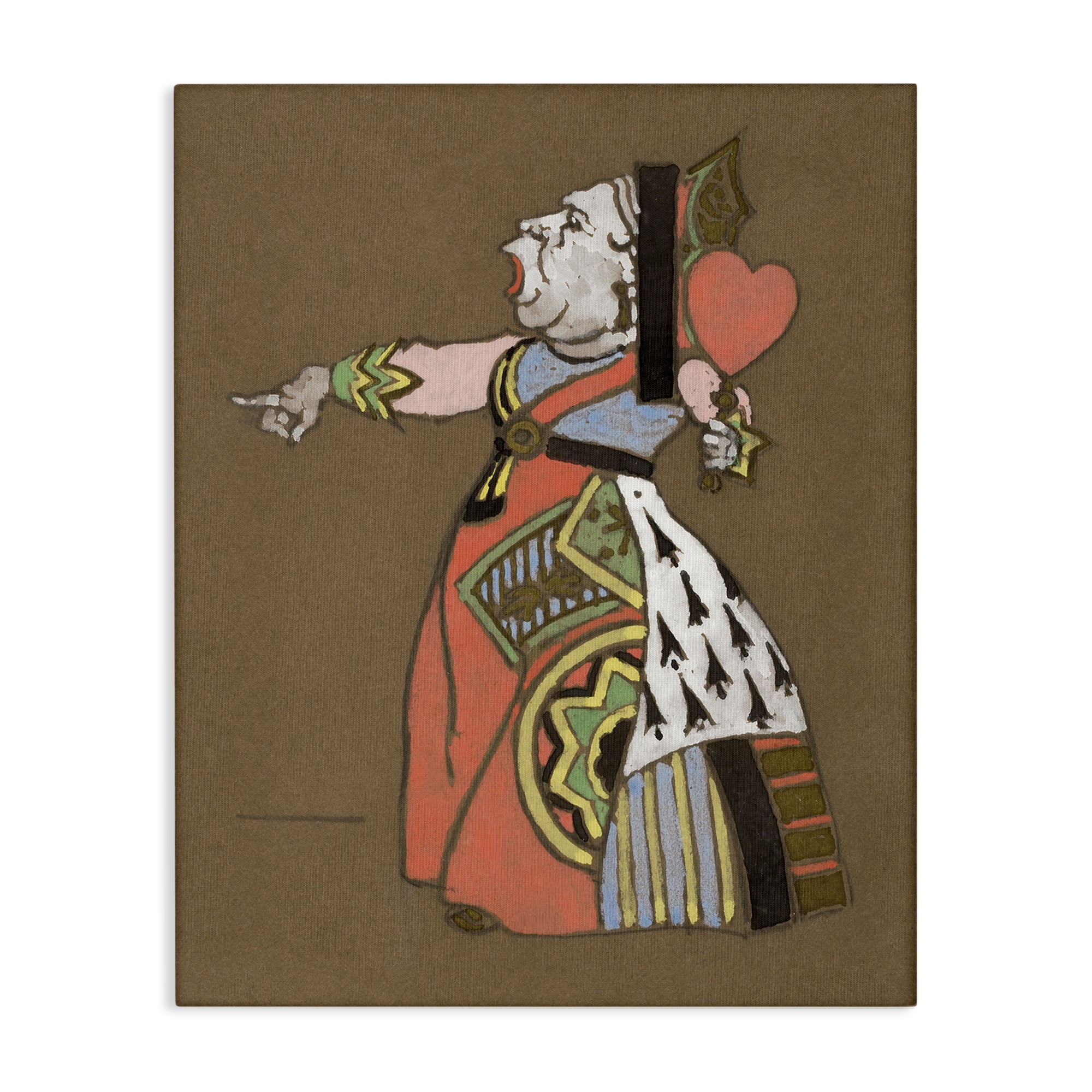 Stupell Industries Antique Queen of Hearts Entertainment Painting Wrapped Canvas Art Print Wall Art, 16 x 20