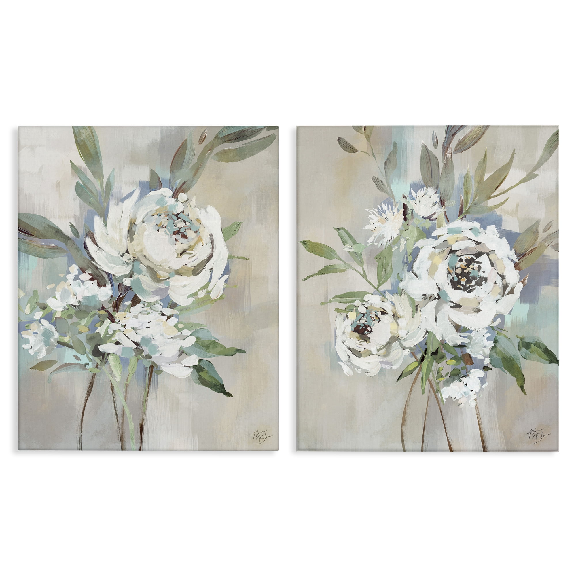 Stupell Industries Antique Rose Bundles Plants & Flowers Painting Wrapped Canvas Art Print Wall Art, 24 x 30, Set of 2