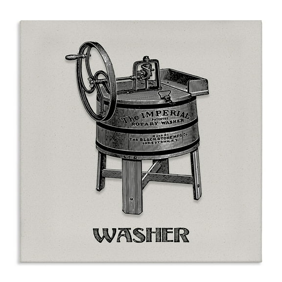 Stupell Industries Antique Rotary Washer Country Charm Painting Wrapped Canvas Canvas Art Print Wall Art, 17 x 17