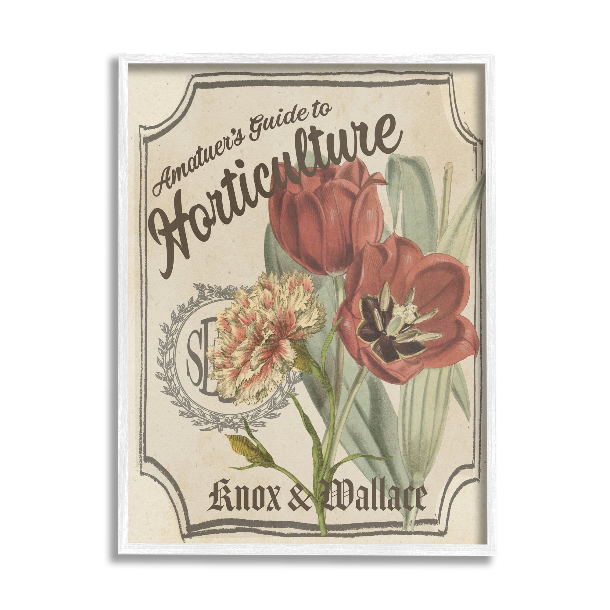 Stupell Industries Antique Seed Packet Red Tulip Horticulture Study Botanical & Floral Painting White Framed Art Print Wall Art, 11 x 14