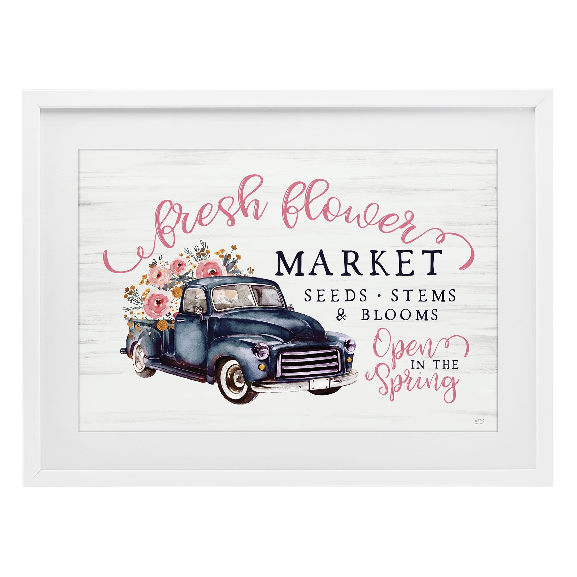 Stupell Industries Antique Spring Market White Framed Print Under Glass, design by Lux + Me Designs