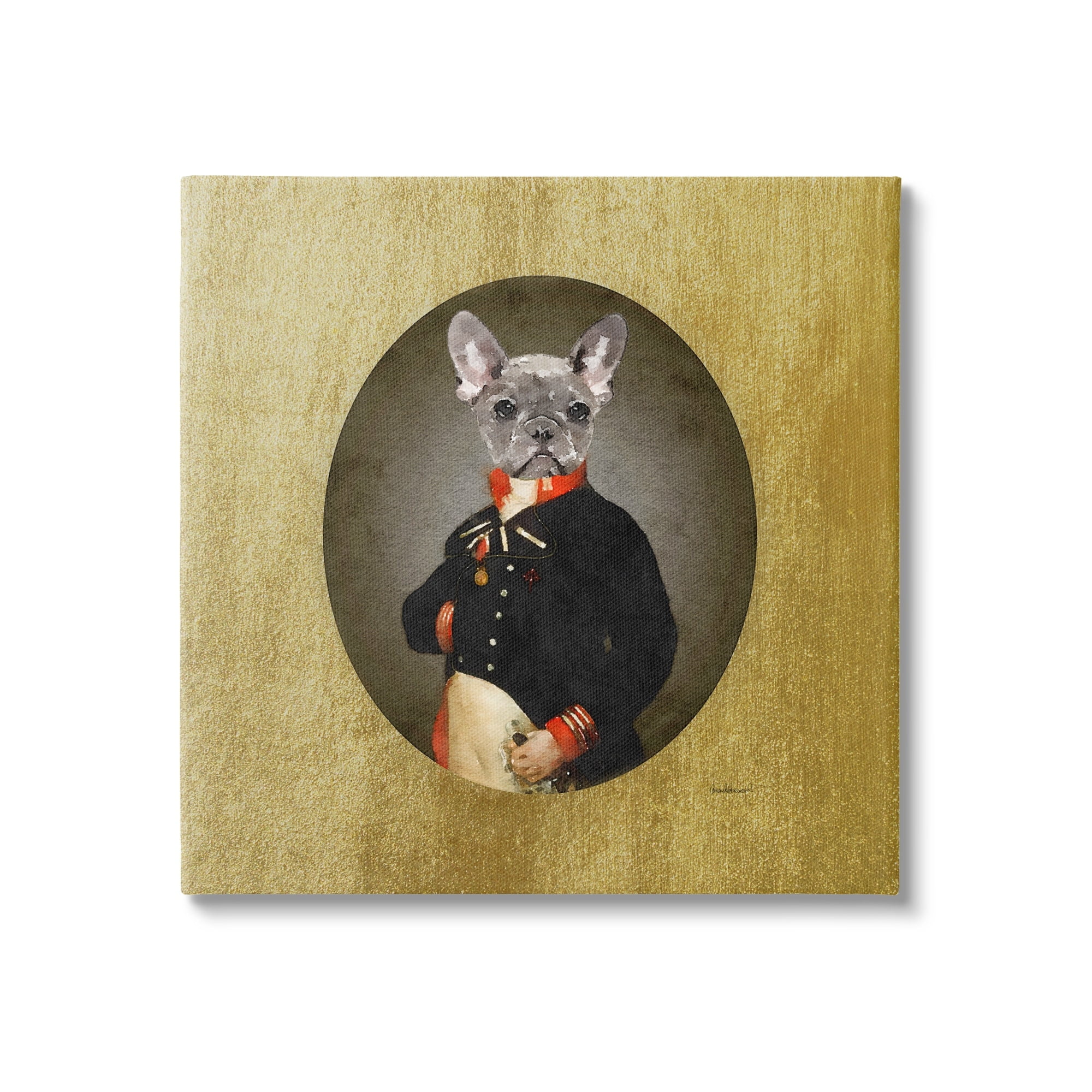 Stupell Industries Antique Style Dog Portrait Wearing Military Suit , 24 x 24, Design by Amanda Greenwood