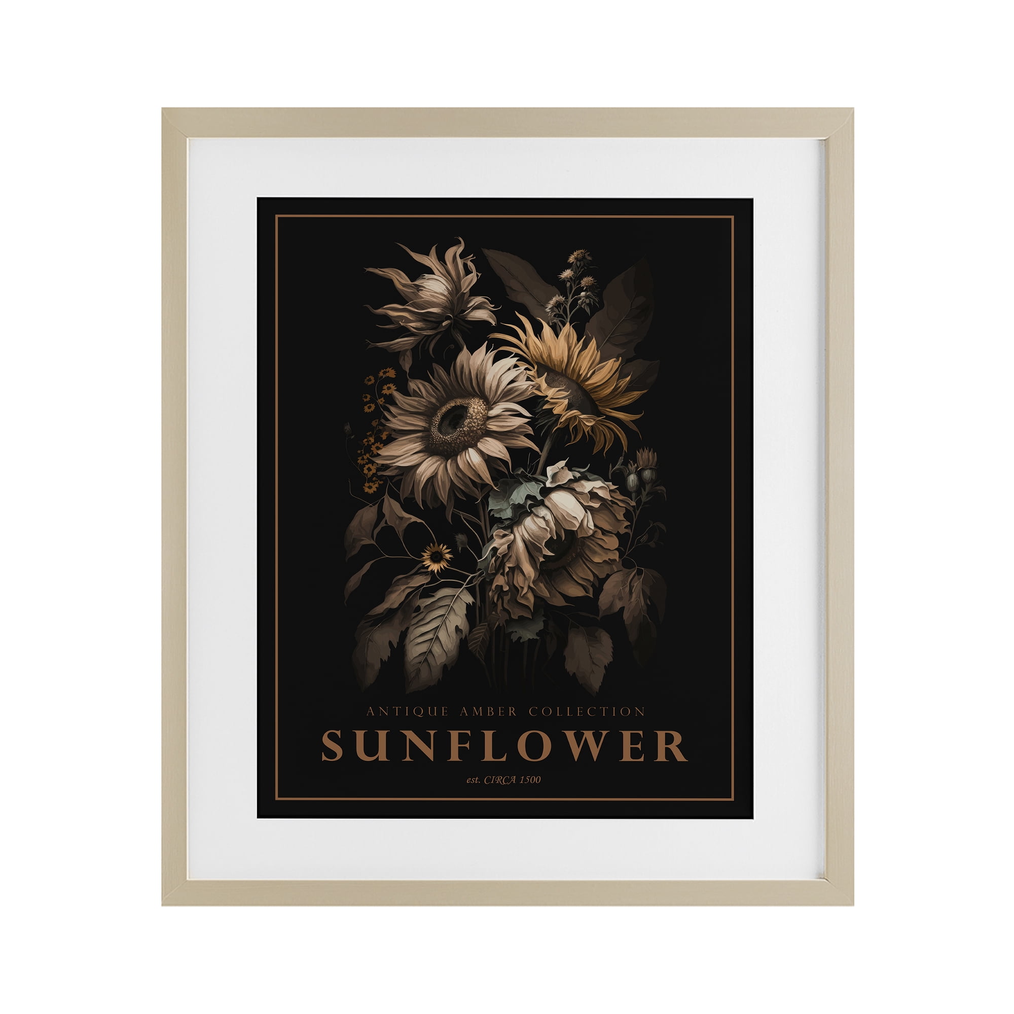 Stupell Industries Antique Sunflower Bushel Birch Framed Print Under Glass, design by Christopher Giampietro