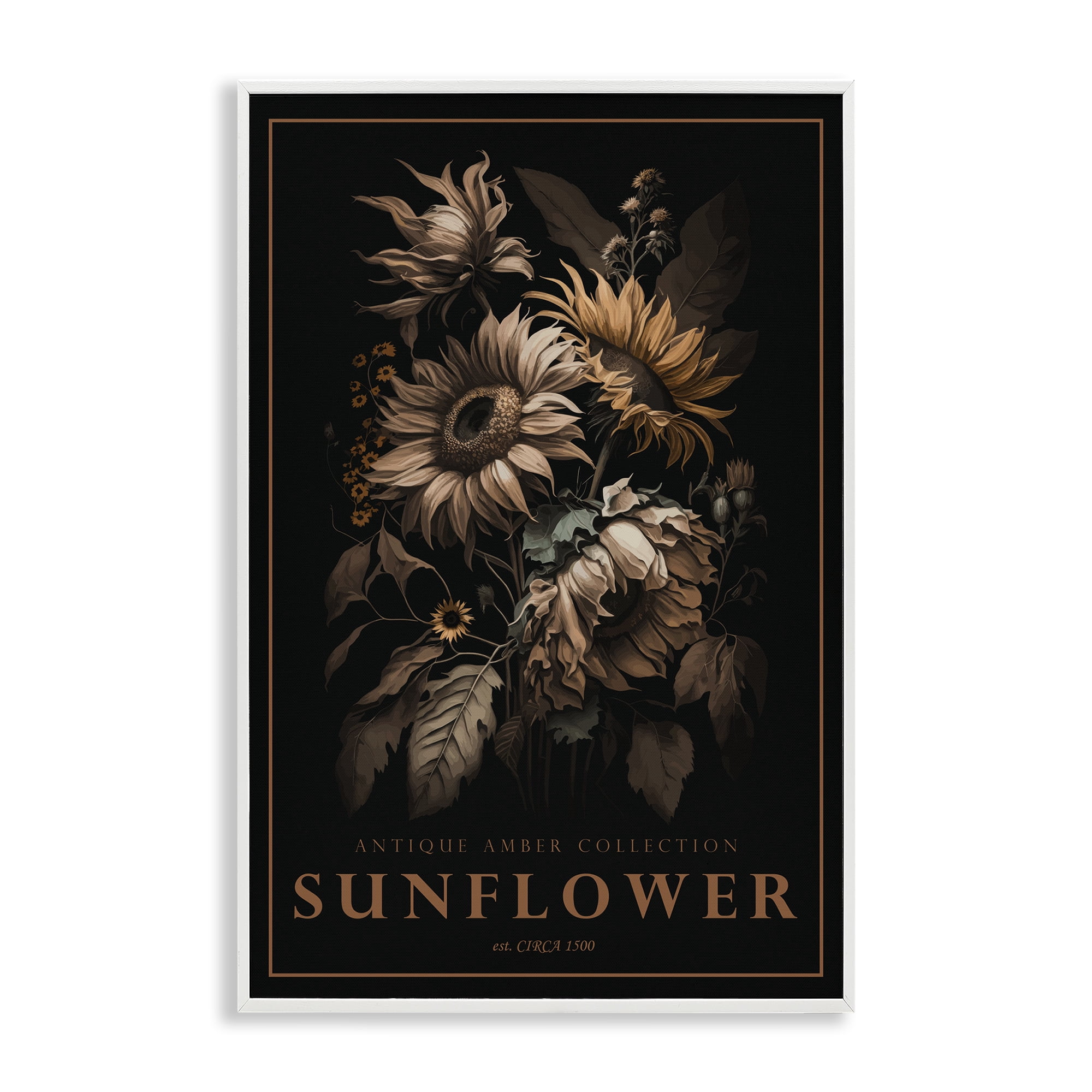 Stupell Industries Antique Sunflower Light White Framed Giclee Art, design by Chris Giampietro