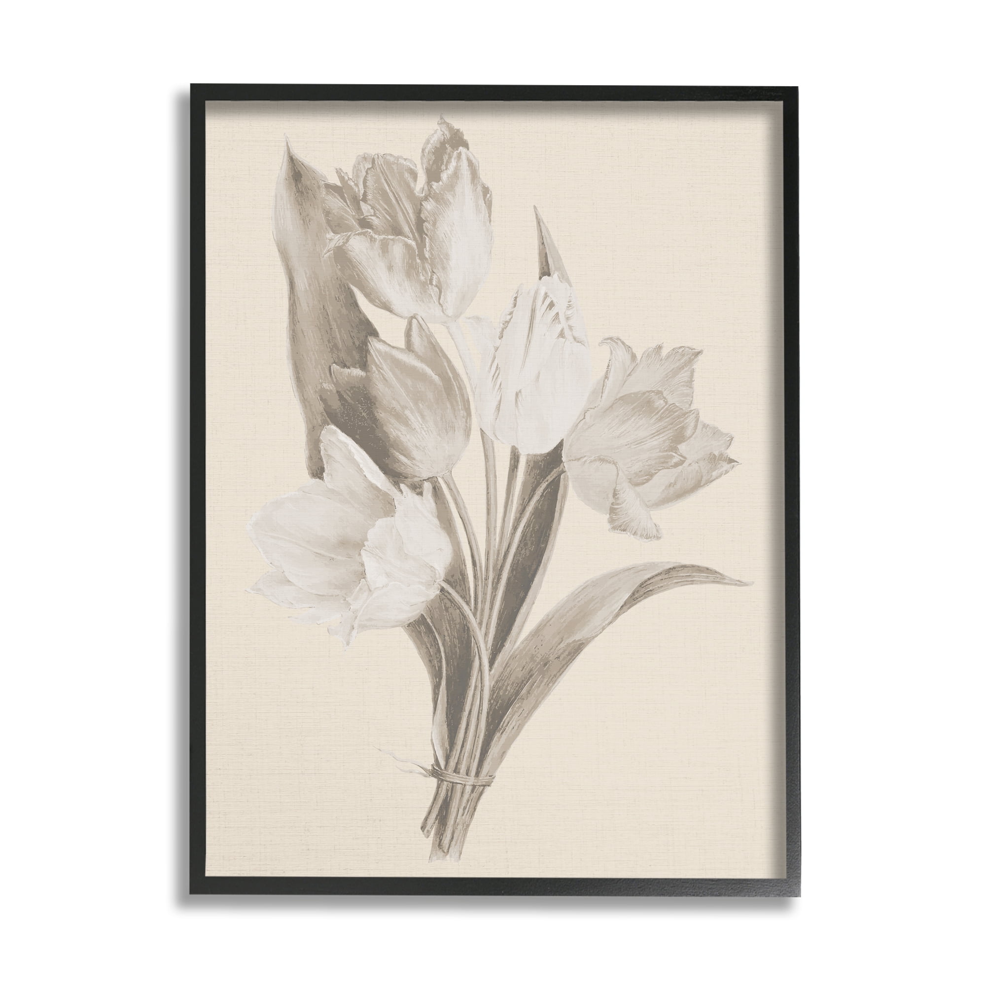 Stupell Industries Antique Tulips Drawing Botanical & Floral Drawing Black Framed Art Print Wall Art, 24 x 30