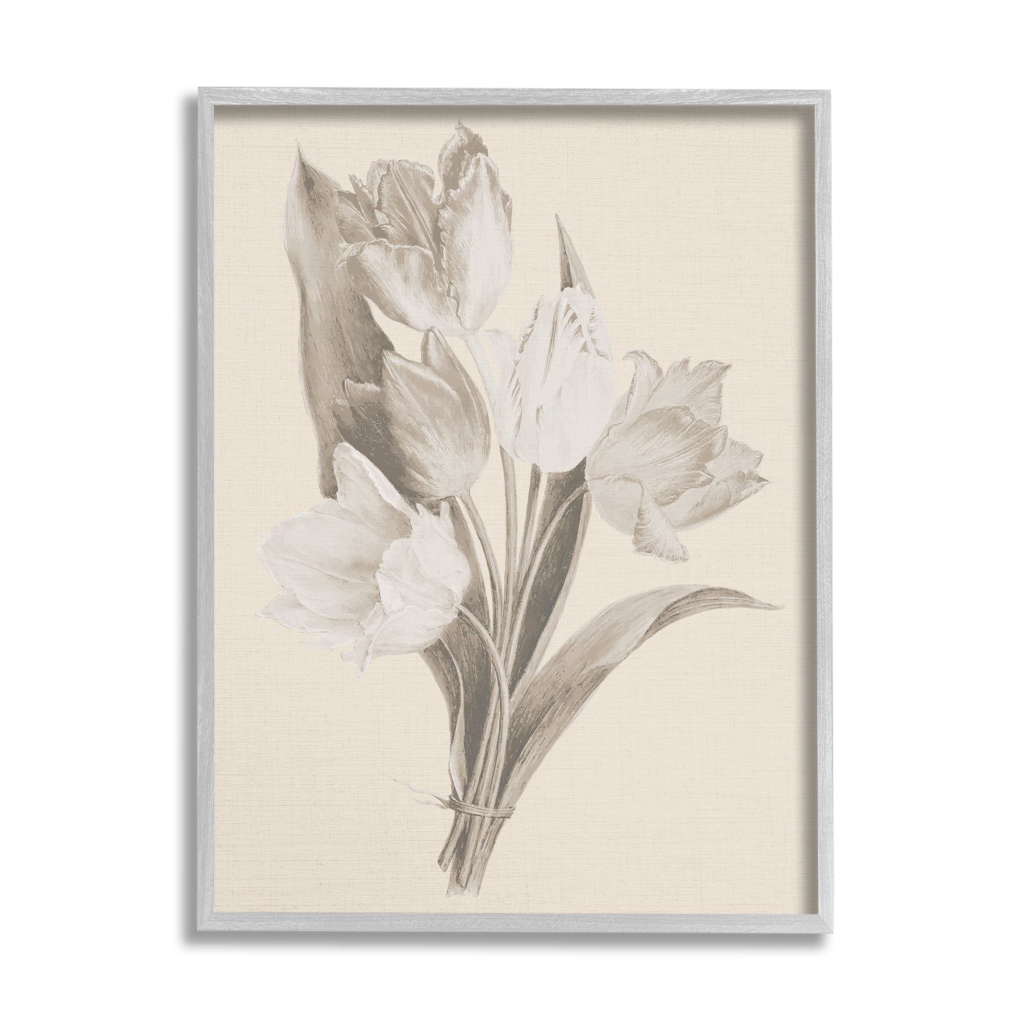 Stupell Industries Antique Tulips Drawing Botanical & Floral Drawing Gray Framed Art Print Wall Art, 11 x 14