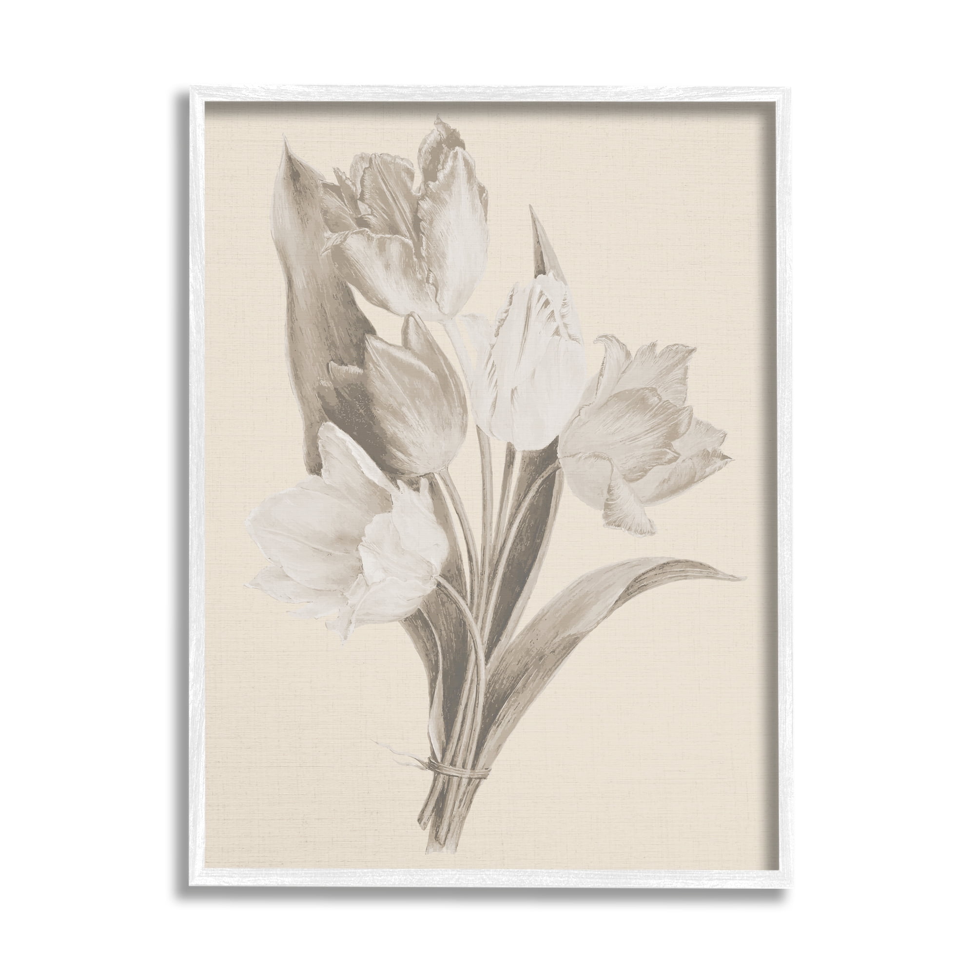 Stupell Industries Antique Tulips Drawing Botanical & Floral Drawing White Framed Art Print Wall Art, 11 x 14