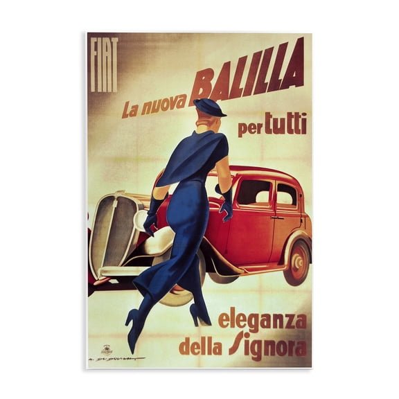 Stupell Industries Antique Vehicle & Woman Advertisement Advertisements Painting Unframed Art Print Wall Art, 13 x 19
