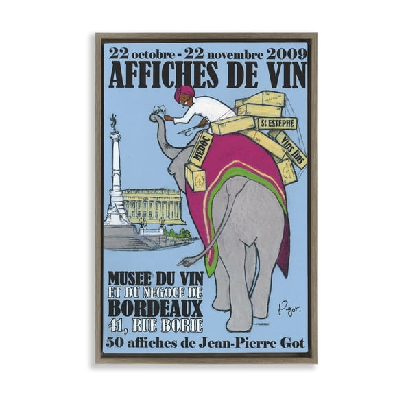 Stupell Industries Antique Wine Posters Ad Quotes and Sayings Painting Brown Floater Framed Canvas Art Print Wall Art, 17 x 25