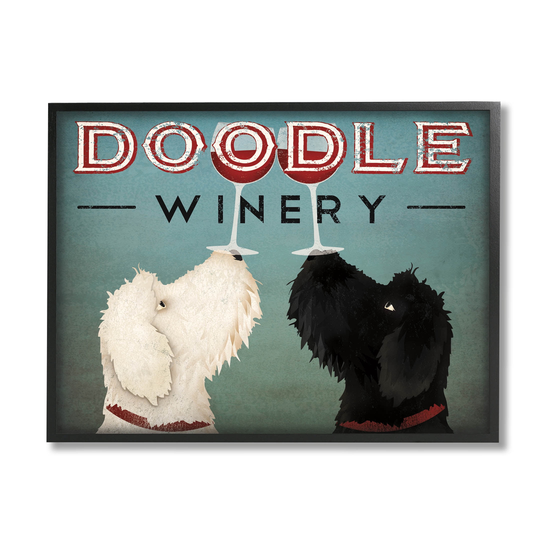 Stupell Industries Antique Winery Dogs Sign Graphic Art Black Framed Art Print Wall Art, Design by Ryan Fowler
