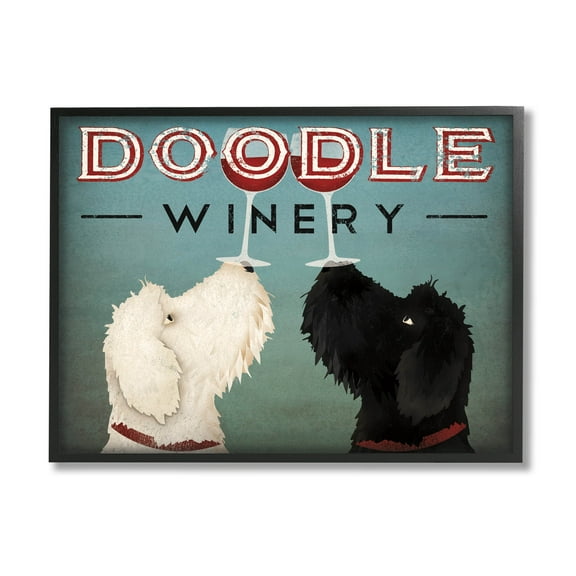 Stupell Industries Antique Winery Dogs Sign Graphic Art Black Framed Art Print Wall Art, Design by Ryan Fowler