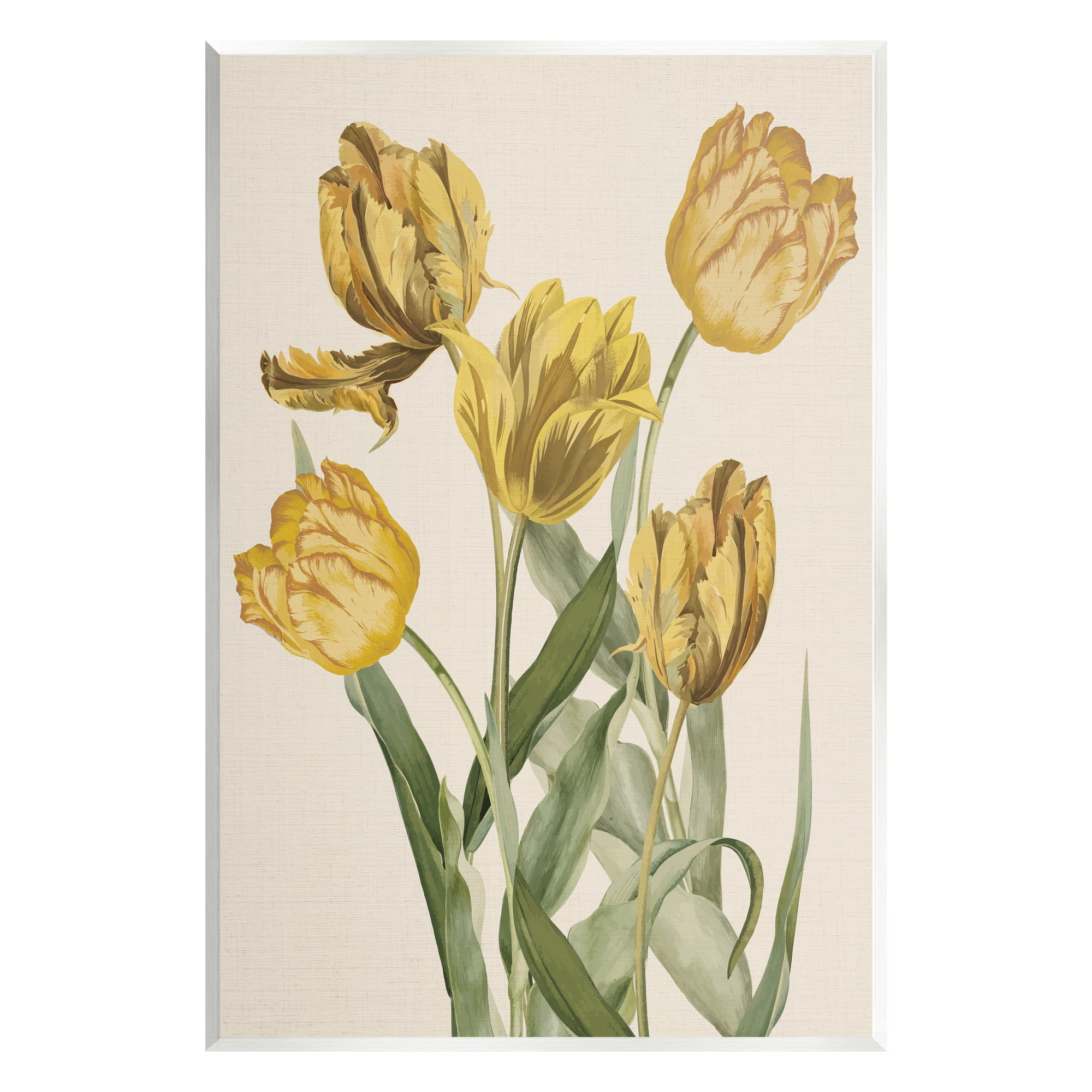 Stupell Industries Antique Yellow Tulips Botanical & Floral Painting Unframed Art Print Wall Art, 13 x 19