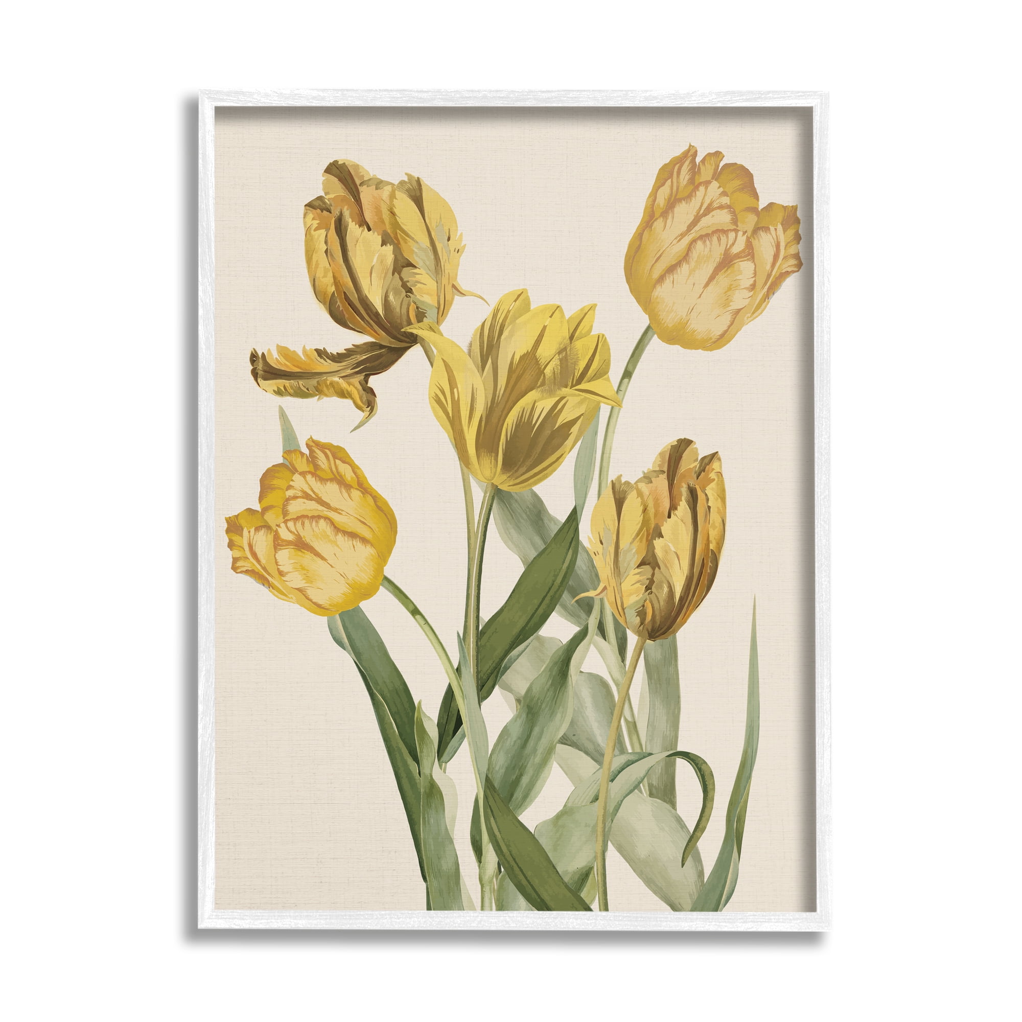 Stupell Industries Antique Yellow Tulips Botanical & Floral Painting White Framed Art Print Wall Art, 11 x 14