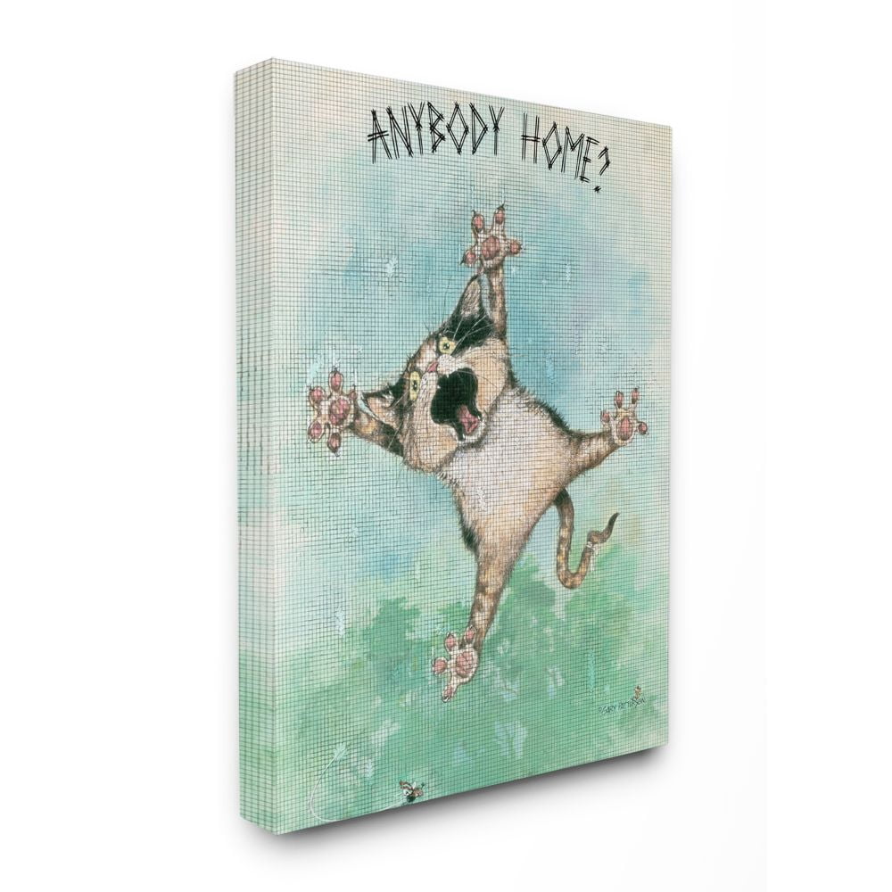 Stupell Industries Anybody Home Funny Cat Cartoon Pet Design Canvas Wall Art by Gary Patterson