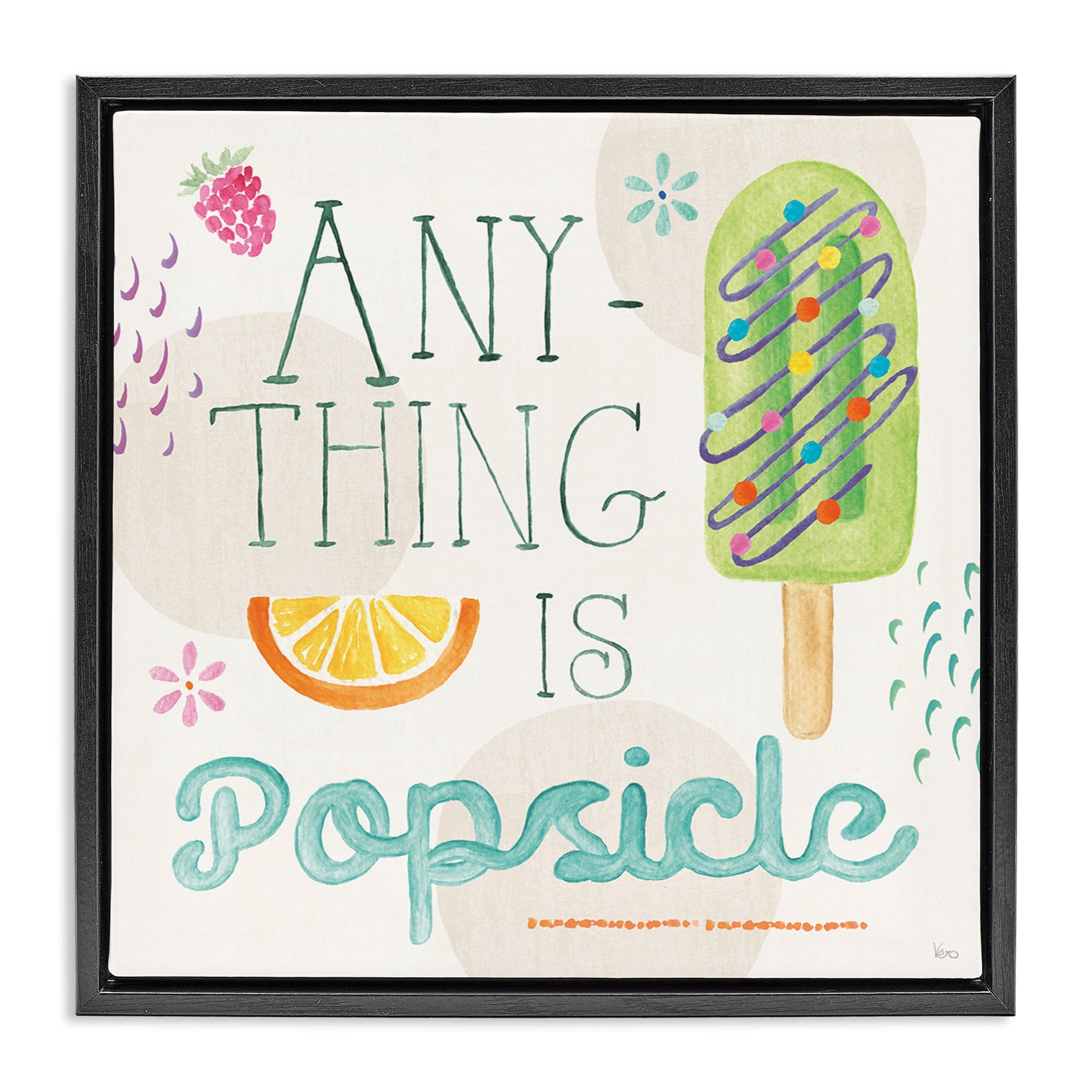 Stupell Industries Anything Is Popsicle Food & Beverage Painting Black Floater Framed Canvas Art Print Wall Art, 18 x 18