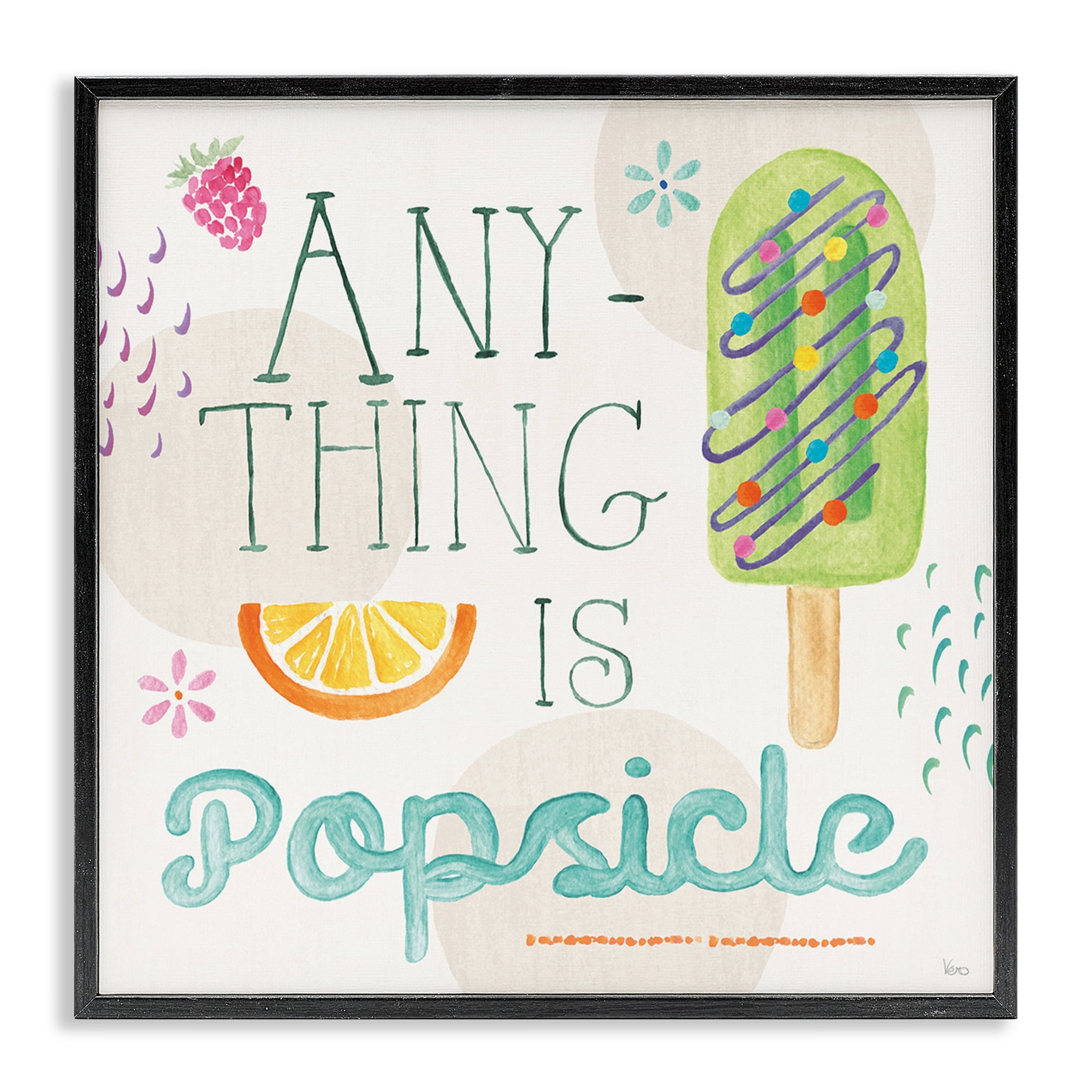 Stupell Industries Anything Is Popsicle Food & Beverage Painting Black Framed Art Print Wall Art, 24 x 24